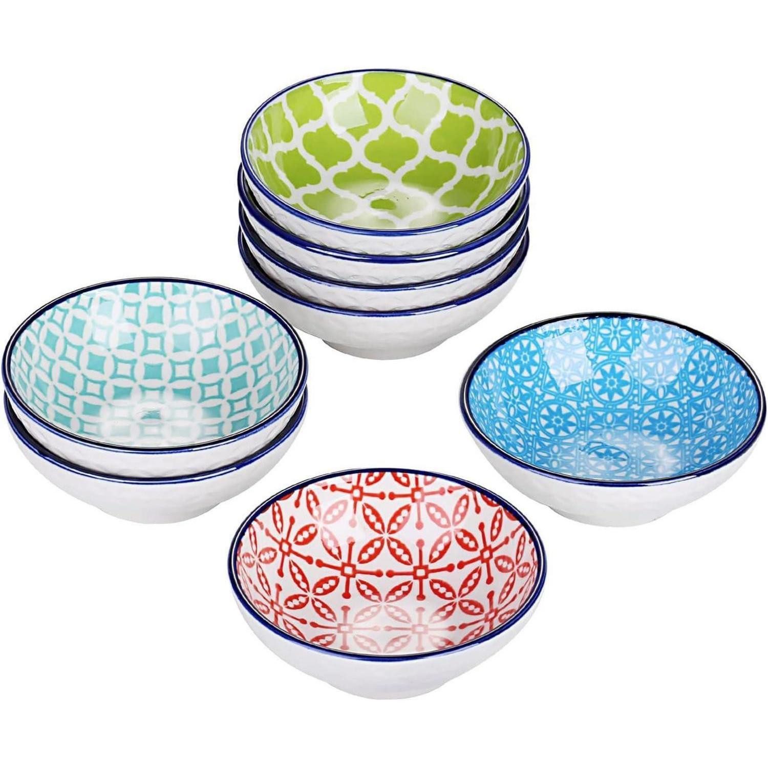 LuxusKollektion Geschirr-Set Porzellan Dipschälchen Macaron bunt 8-teilig Ø 8,2cm Snackschalen