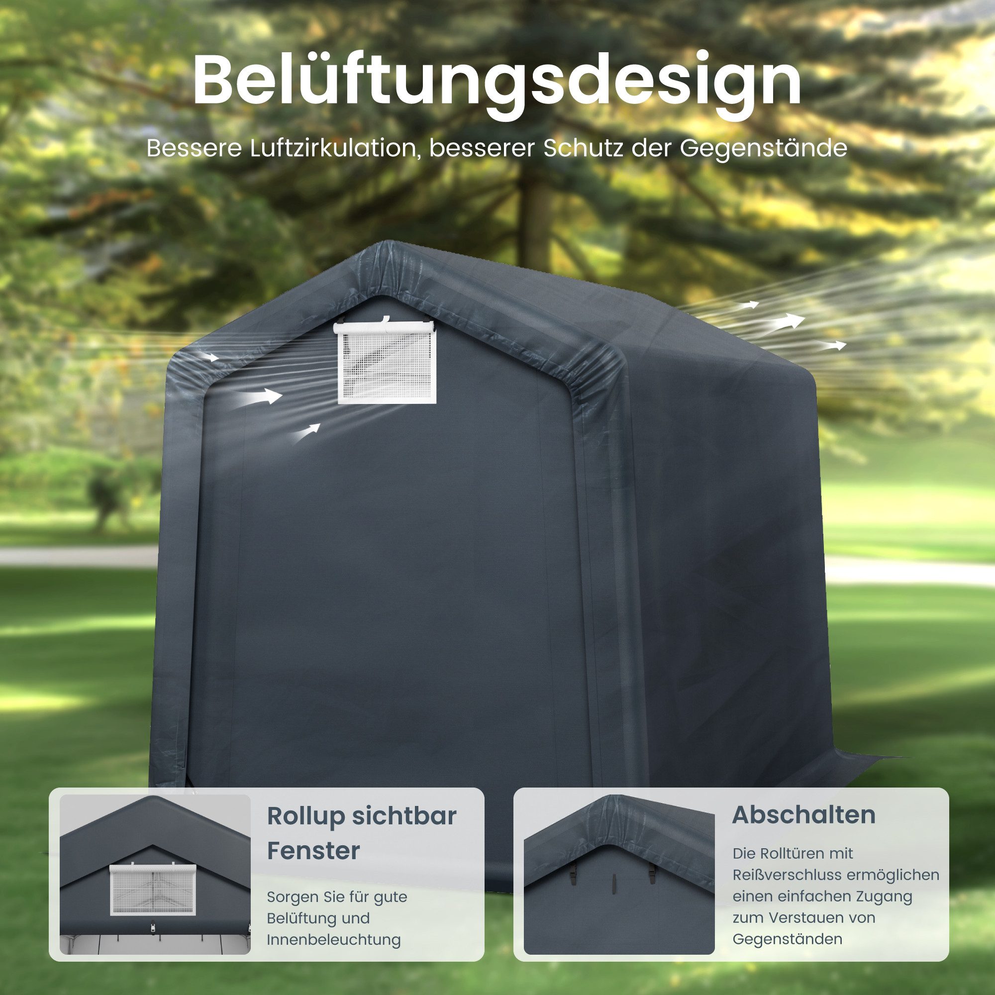 PHI VILLA Gartenhaus, (Gartenhütte mit 2 Türen Fahrradgarage Outdoor), Gartenhütte mit 2 Türen Fahrradgarage Outdoor