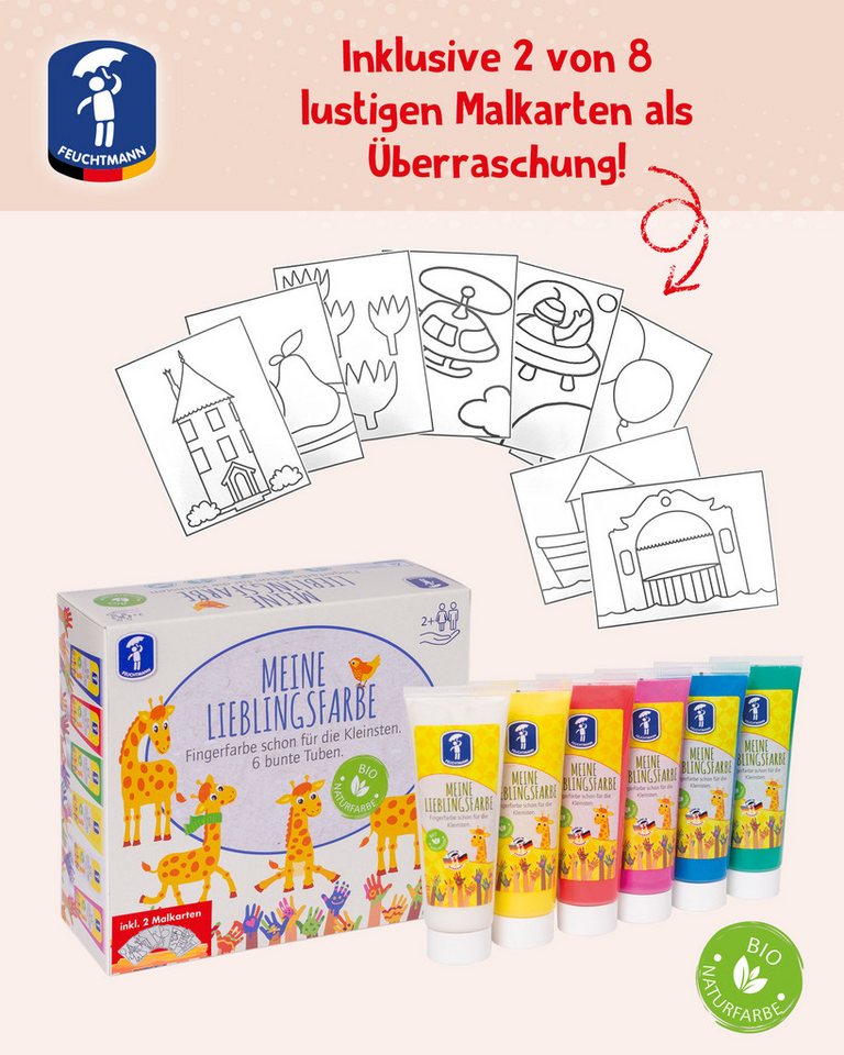 Thumbnail - Feuchtmann Fingerfarbe MEINE LIEBLINGSFARBE Basic + Malkarten, sichere Naturfarbe auf Wasserbasis