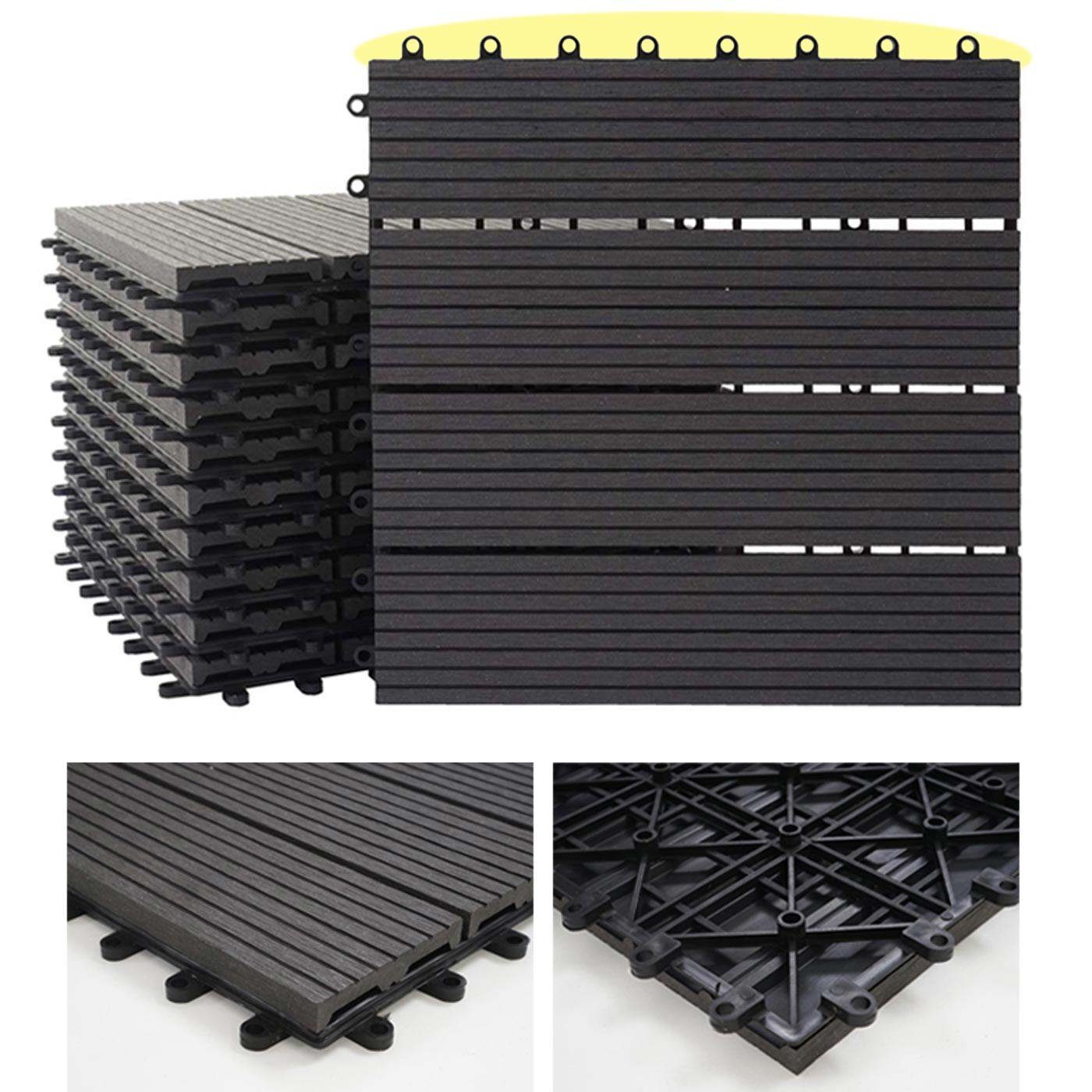 MCW WPC-Fliesen Sarthe, Set, 11 St., 11er, Witterungs- und UV-Beständig, Holzoptik, Hitze- und Kälteisolierend