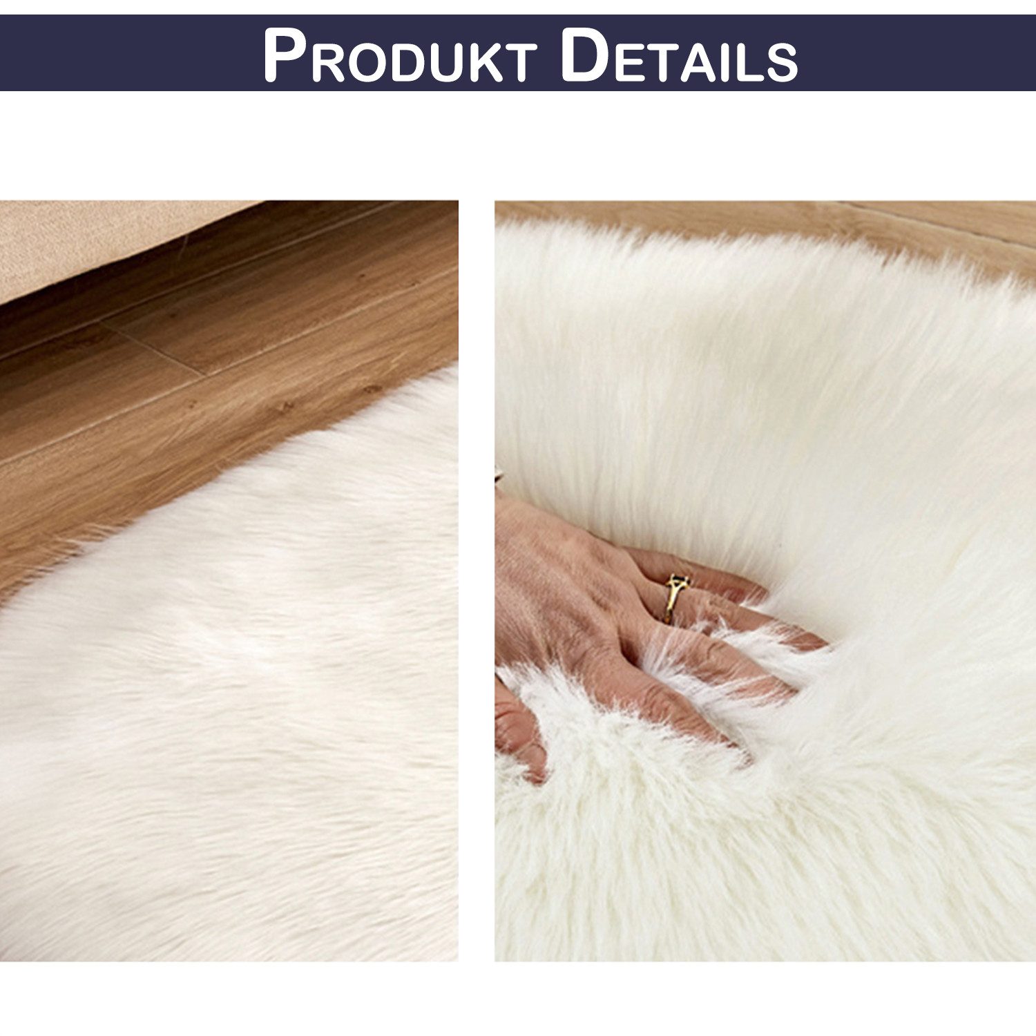 Jibenhome Teppich Hochflor-Teppich Kunstfell,Weich Fellteppich,Shaggy Teppiche,Waschbar, 60 X 180cm für Stühle,Sofas,Kissen,Wohnzimmer,Wohndeko