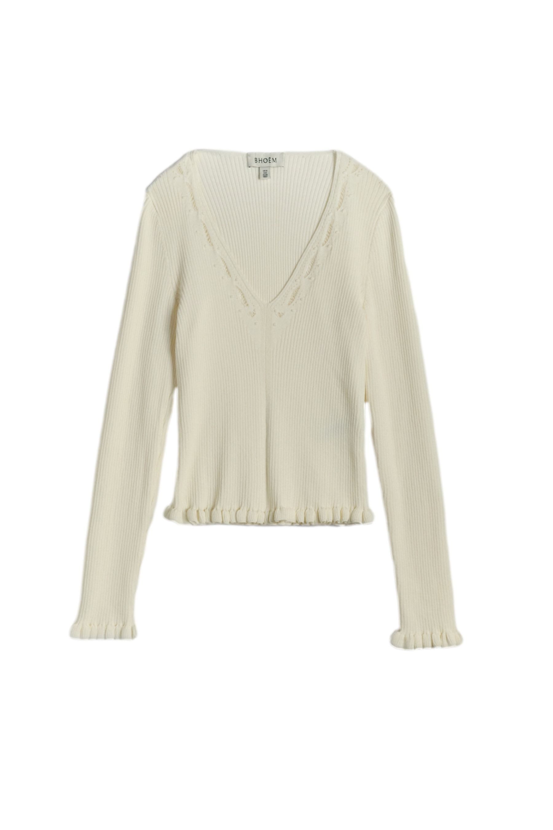 Bhoem V-Shirt BHOEM Strickpullunder mit V-Ausschnitt, beige (1-tlg)
