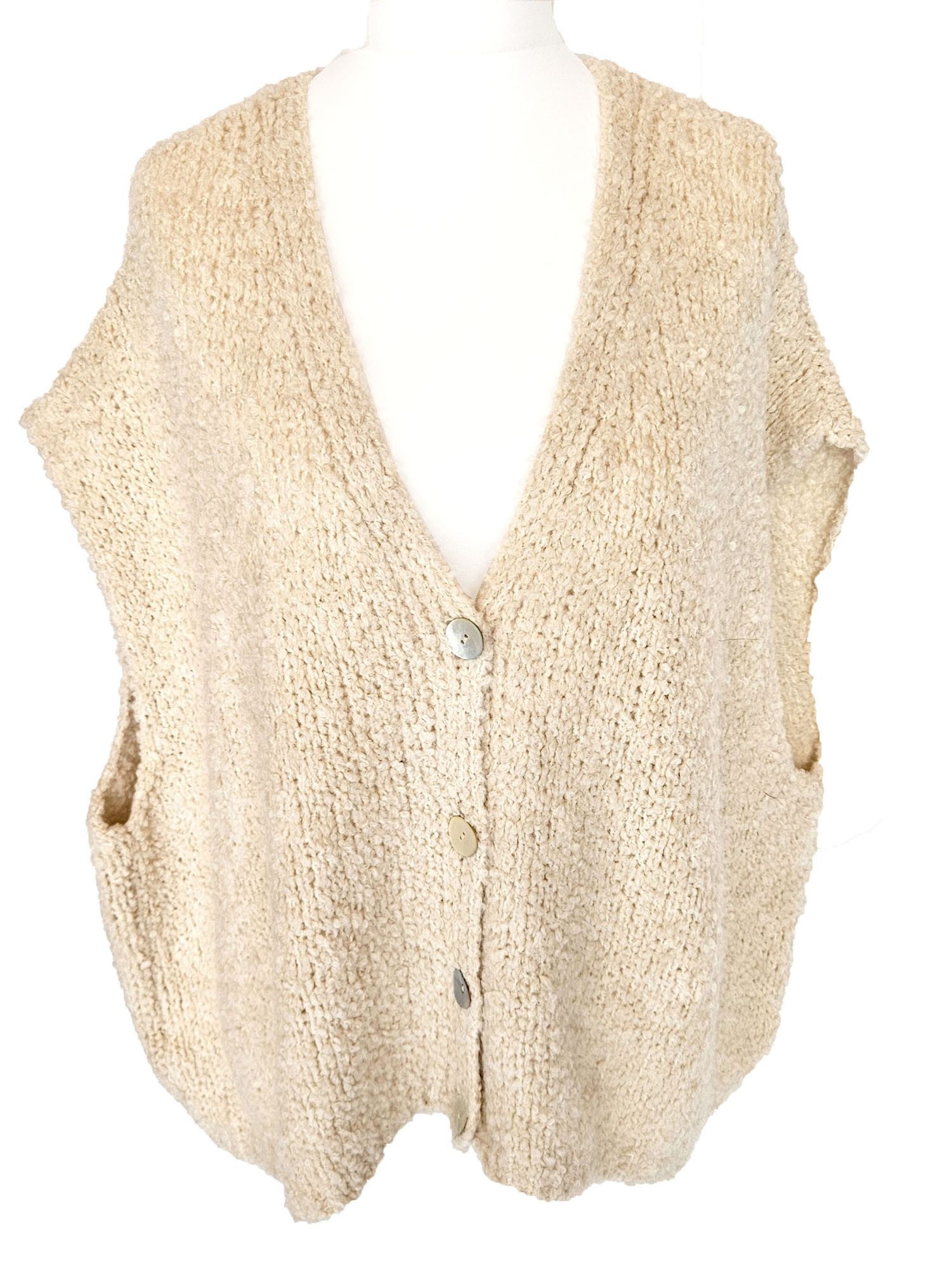 Strickweste Saison Grobstrick Weste oversized XL Crme Beige 42 44 46 48 günstig online kaufen