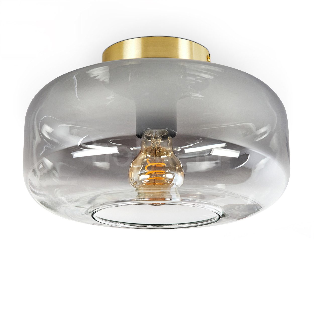 hofstein Deckenleuchte Deckenlampe aus Metall/Glas in Messingfarben/Rauchfa günstig online kaufen