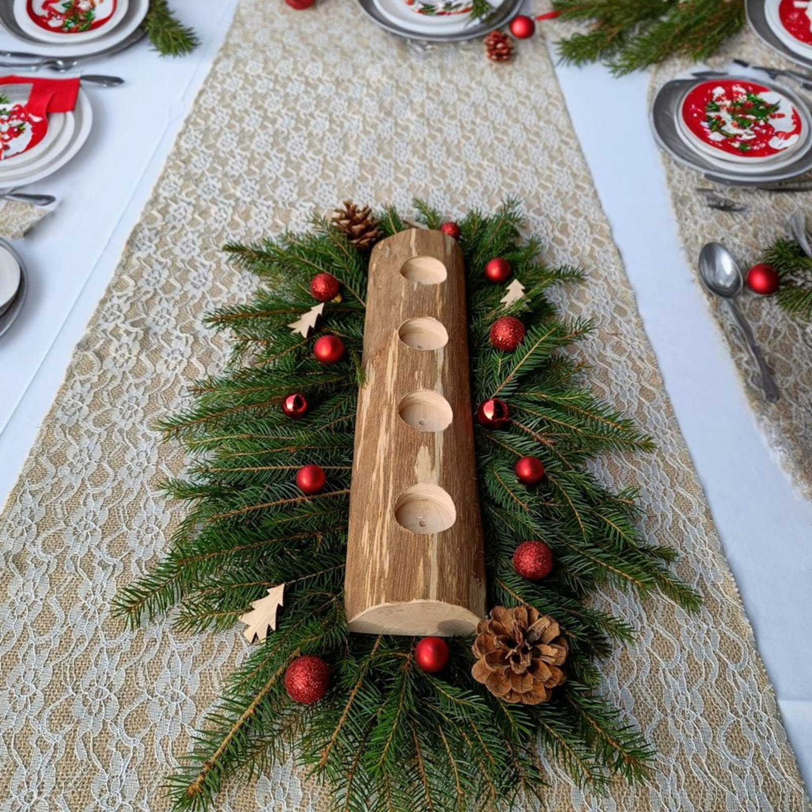 (1 lang), Kerzenhalter Weihnachten Tischdeko 40cm Kerzenhalter Adventsdeko eckig BooGardi Teelichthalter St.,