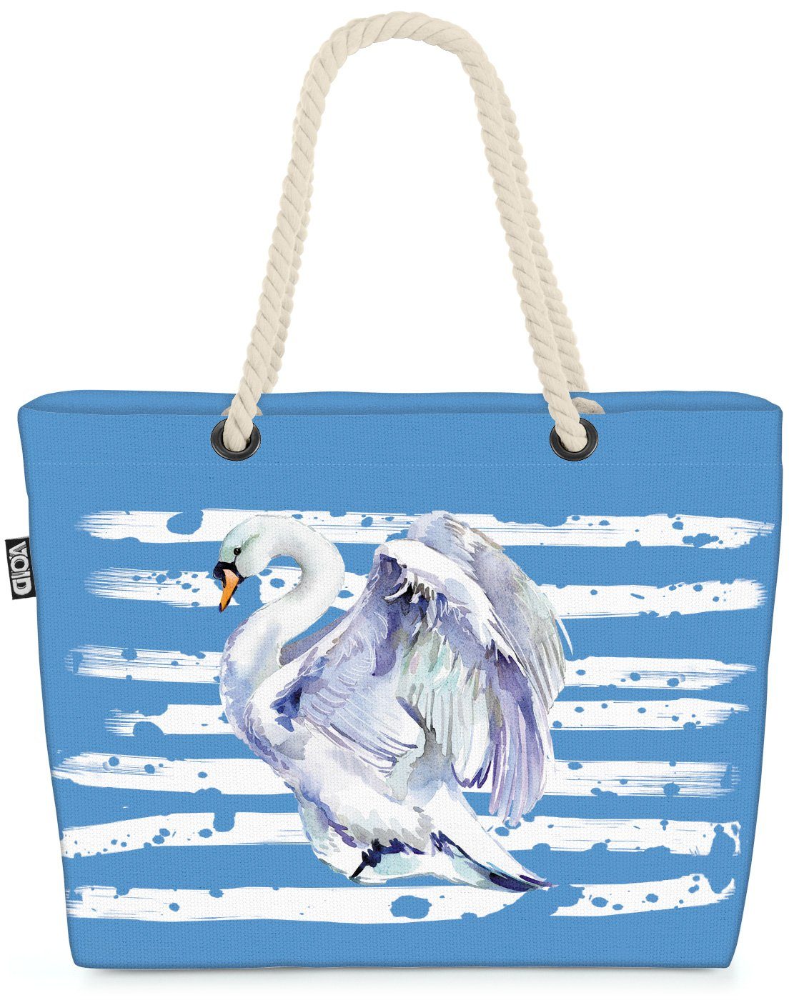 VOID Strandtasche (1-tlg), Schwan Vogel See Garten Tier Teich blau