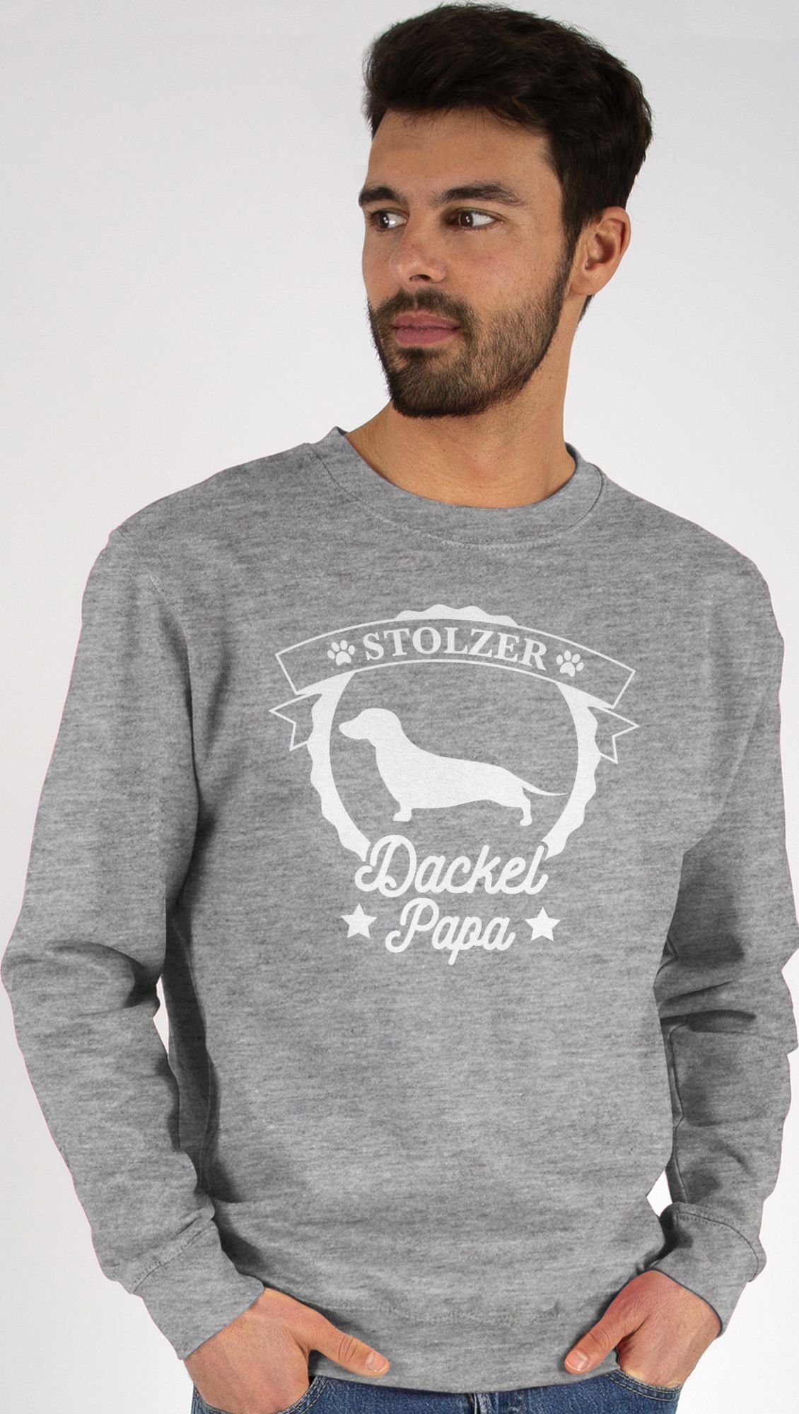 Shirtracer Sweatshirt Stolzer Dackel Papa (1-tlg) Geschenk für Hundebesitzer 1 Grau meliert