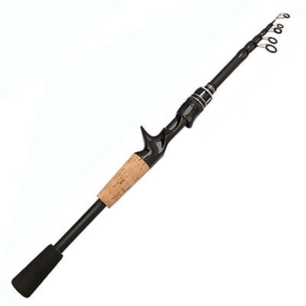 Baitcasterrute Baitcasting Rute teleskopisch Carbon 8-25 g Holzgriff leicht DE.