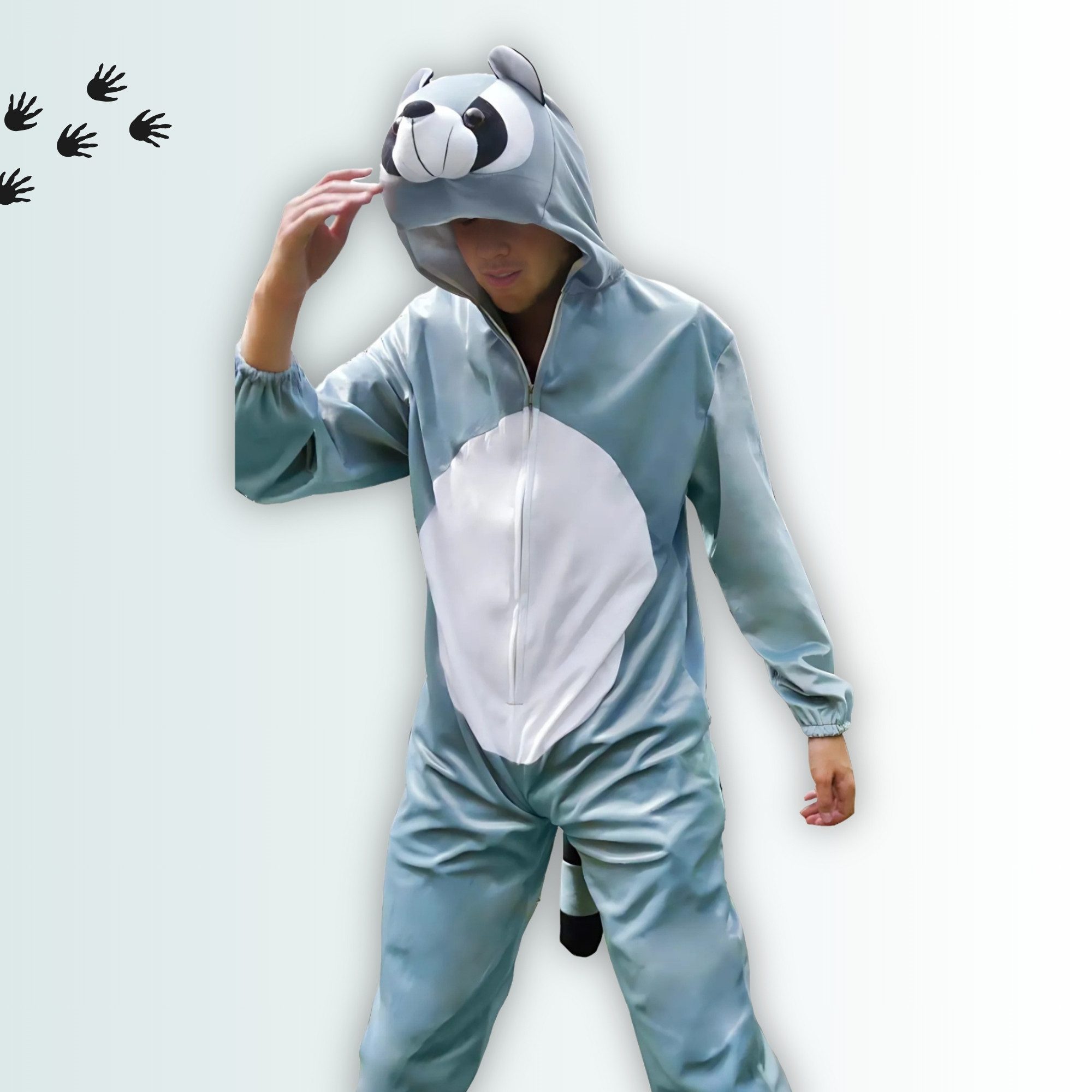 Ikumaal Costume Raccoon Costume, J21, Adult, Carnival Mardi Gras