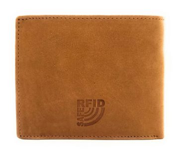 MUSTANG Geldbörse echt Leder Portemonnaie mit RFID Schutz, schön flach, ideal für die Hosentasche, cognac braun