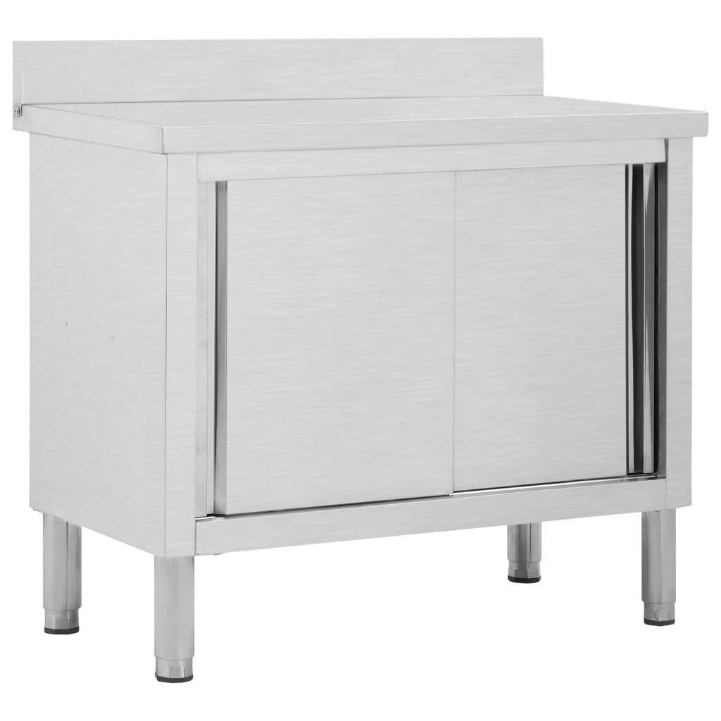 furnicato Stauraumschrank Gastro-Arbeitstisch Edelstahl 100x50x95-97 cm mit günstig online kaufen