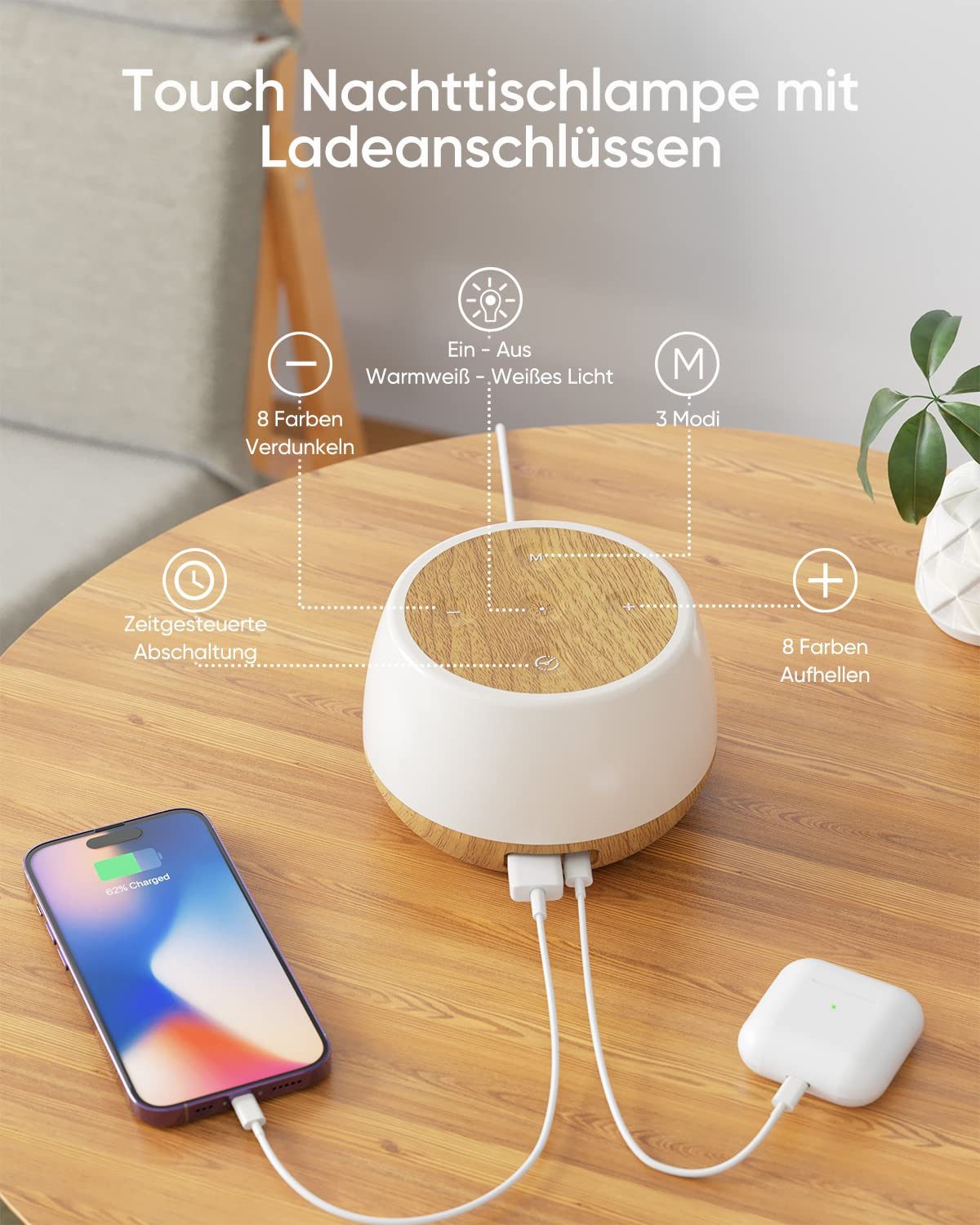 BlingBin LED Nachttischlampe Tischlampe Touch Dimmbar günstig online kaufen