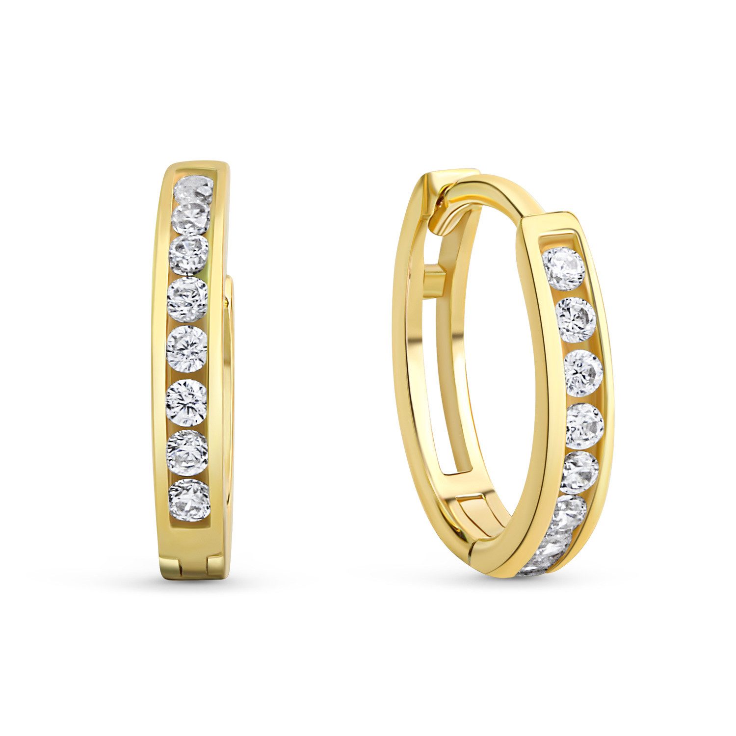 NICEANDnoble Paar Ohrhänger 333er Gelbgold Klappcreolen mit Zirkonia günstig online kaufen