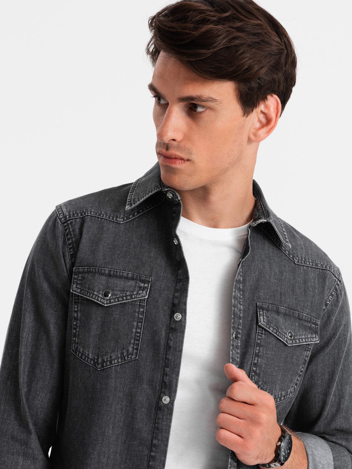 OMBRE Jeanshemd Jeanshemd mit Druckknopfverschluss günstig online kaufen