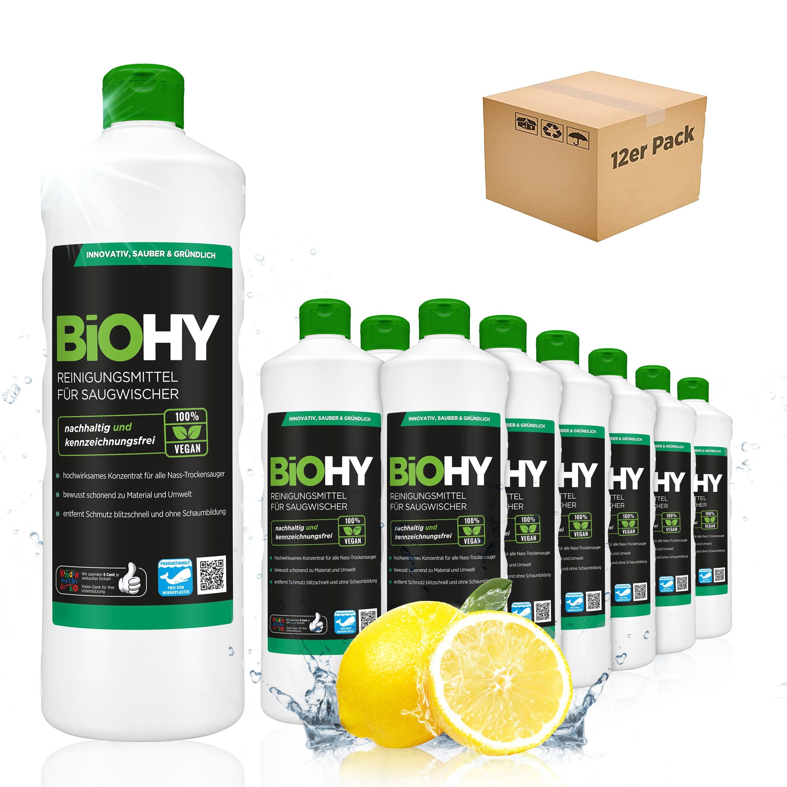 BiOHY Reinigungsmittel für Saugwischer 12er Pack (12 x 1 Liter Flasc... Reinigungstabletten (12-St)