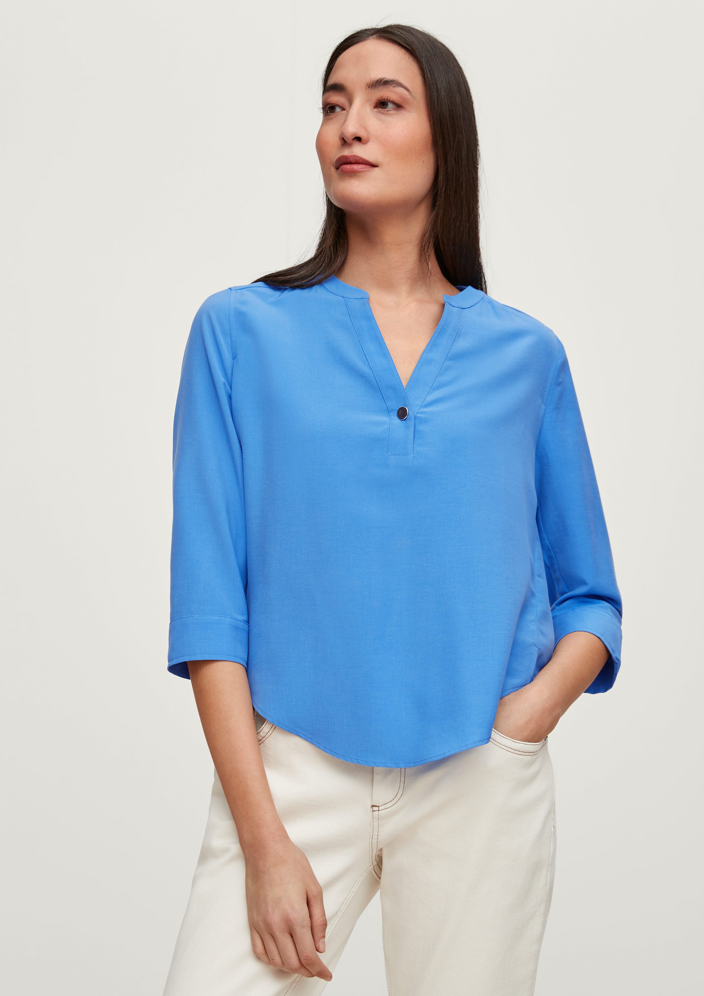 Comma 3/4-Arm-Shirt Bluse mit Tunikaausschnitt aquarell blue | Shirts