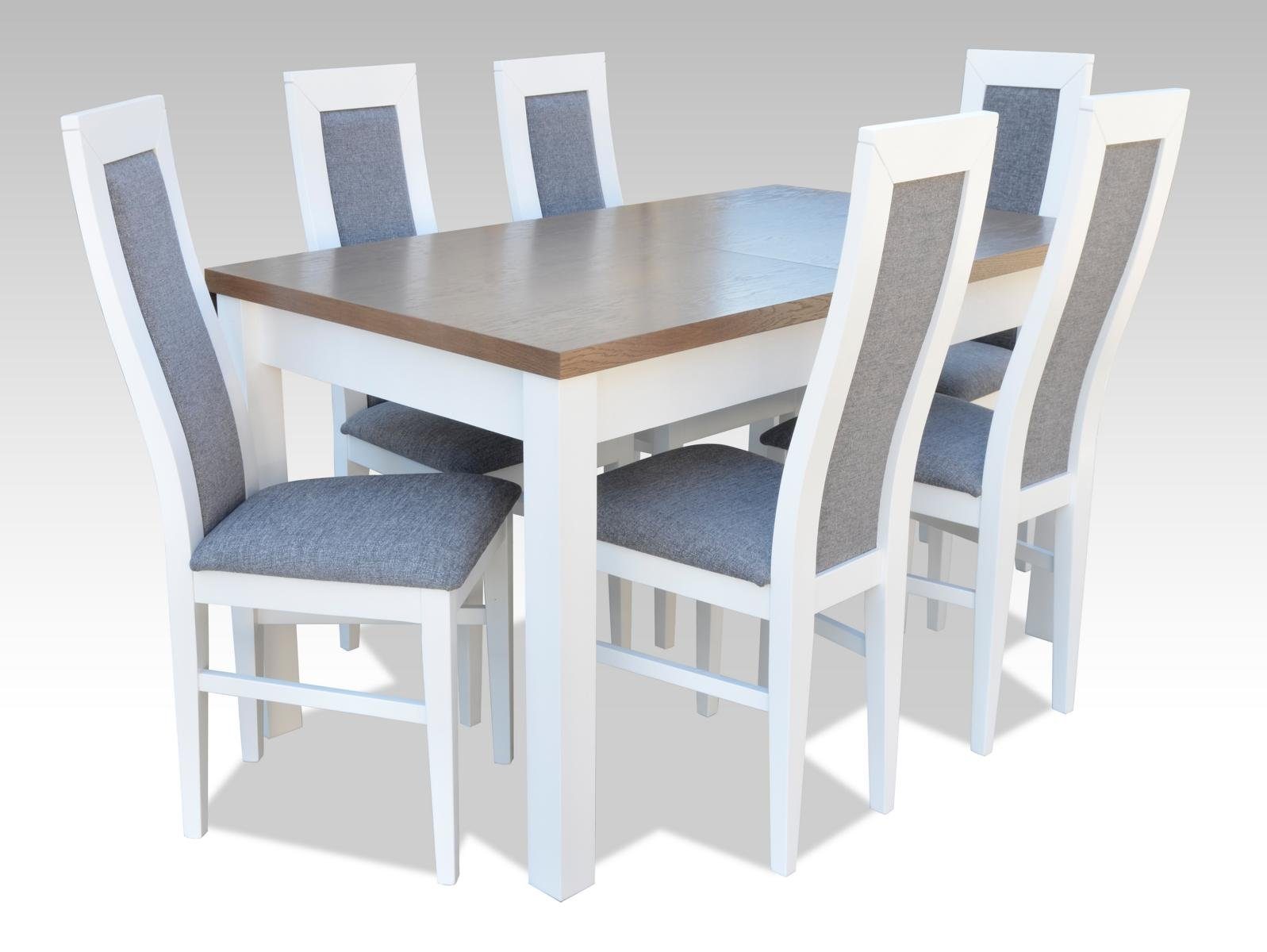 JVmoebel Essgruppe, Luxus Esszimmer Set Garnitur 7tlg Weiß Holz Möbel Kommode 6x Stuhl Tisch | Essgruppen