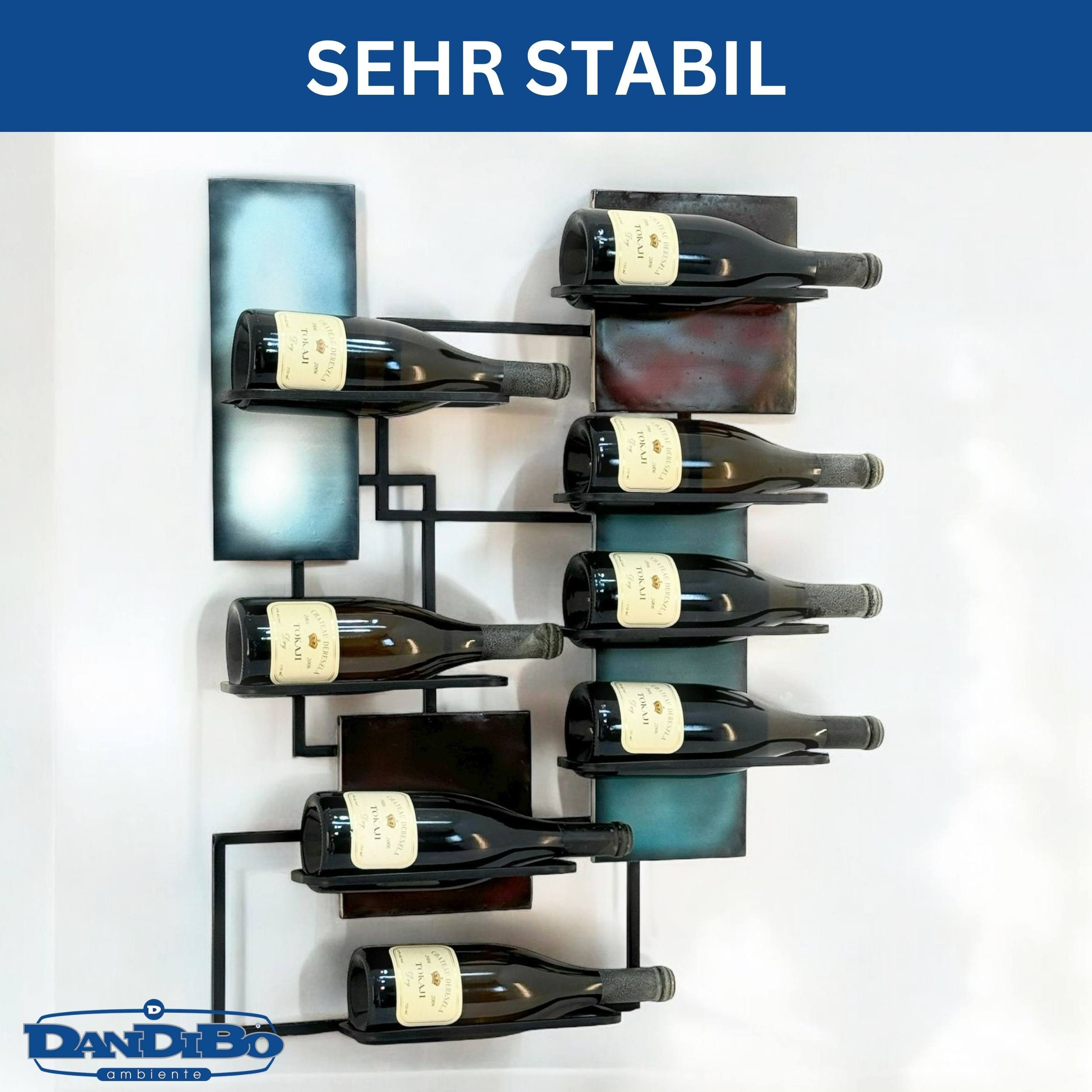 DanDiBo Weinregal Wand Metall Schwarz 8 Flaschen Schmal 96618 Design Flaschenregal, Modern Weinständer Flaschenständer