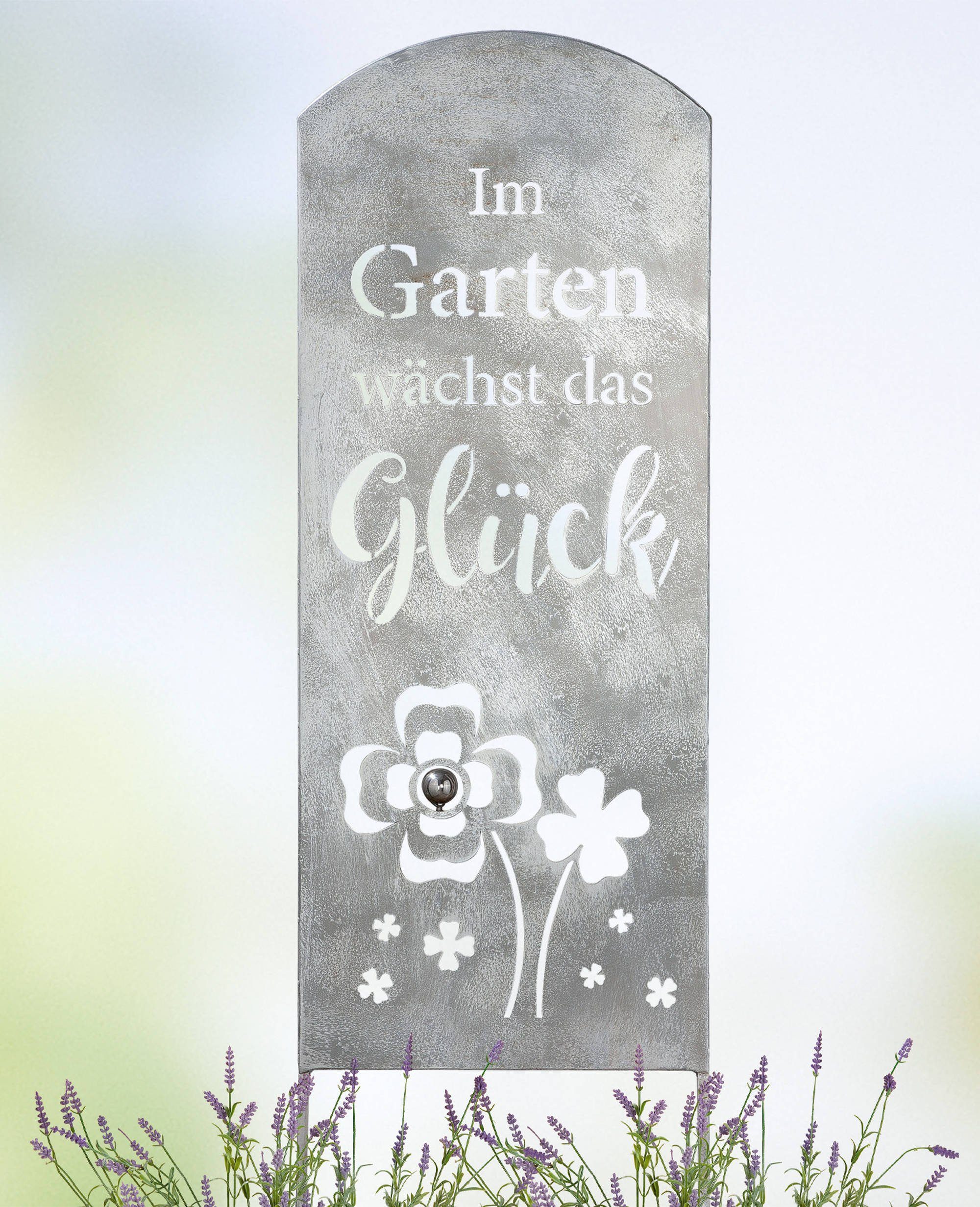 GMD Living Gartenstecker GARTENGLÜCK mit Spruch und Blumenmotiv
