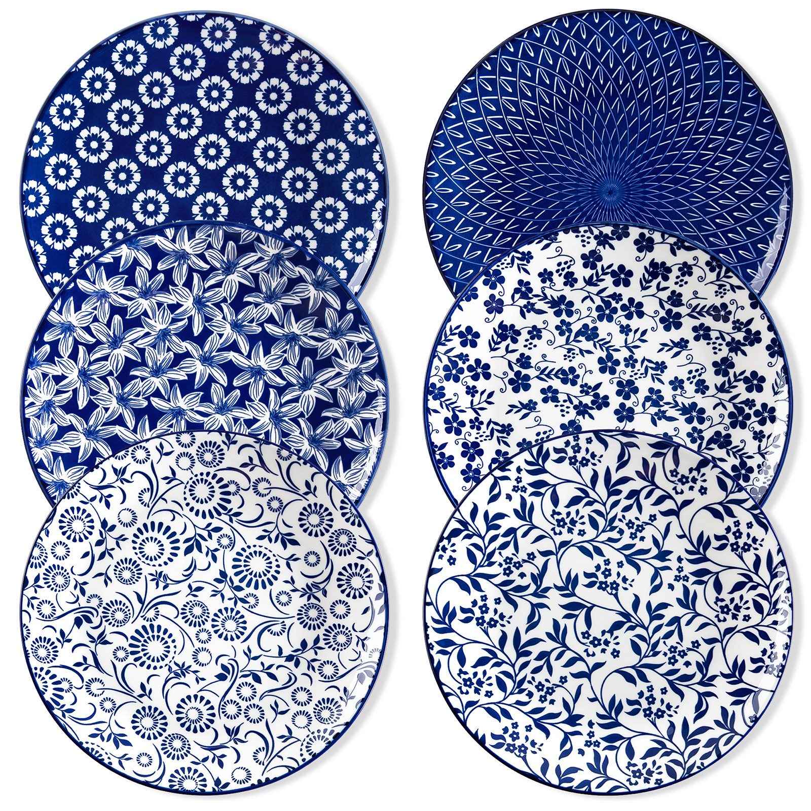 vancasso Speiseteller 4/6-tlg Speiseteller für 4/6, Porzellan Tafelservice, Bunt/Blau, (6 St)
