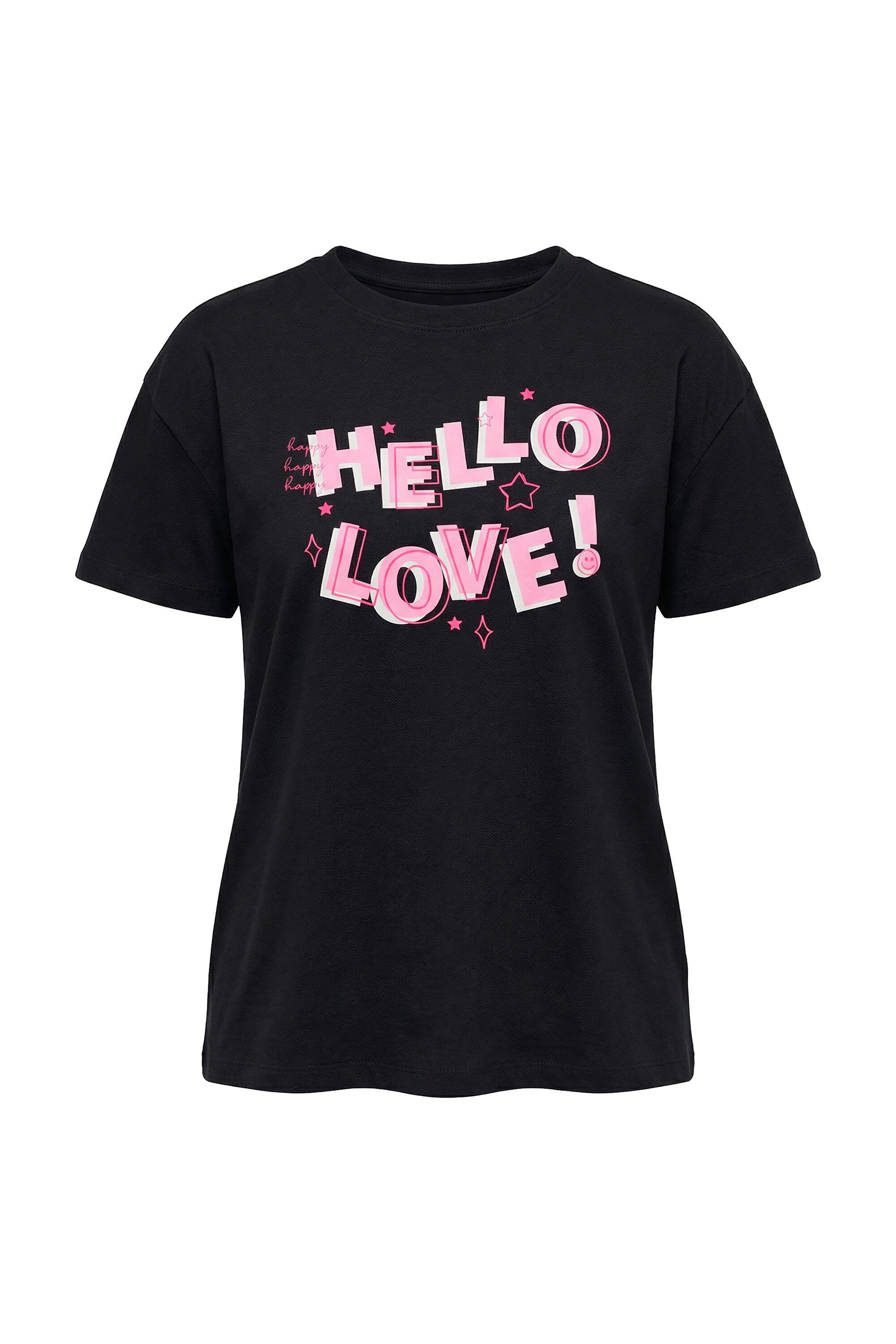 T-Shirt T-Shirt Boxy Fit Hey You Schriftzug