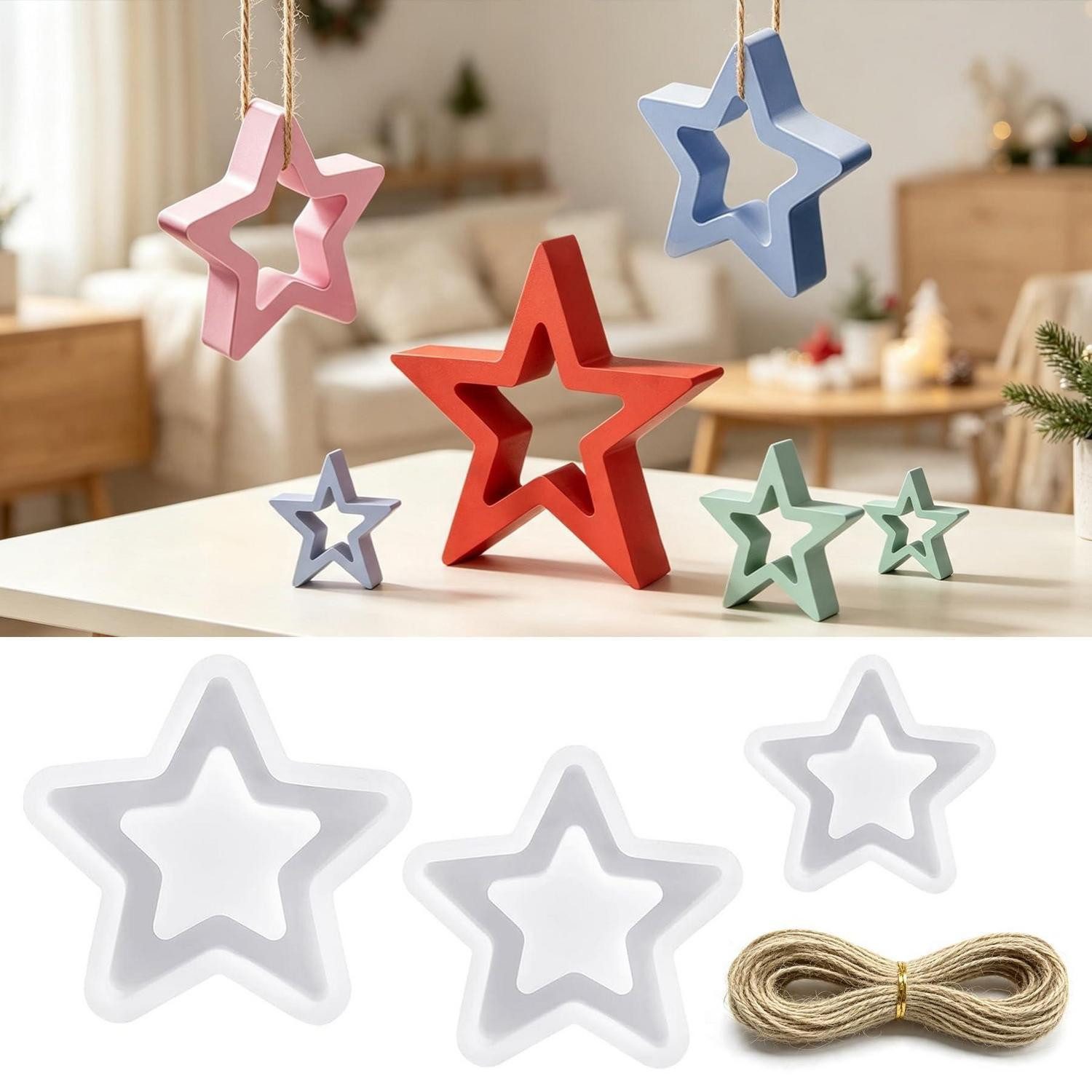 LuxusKollektion Silikonform Stern Silikonform Set 3 Größen DIY Deko, (3-tlg)