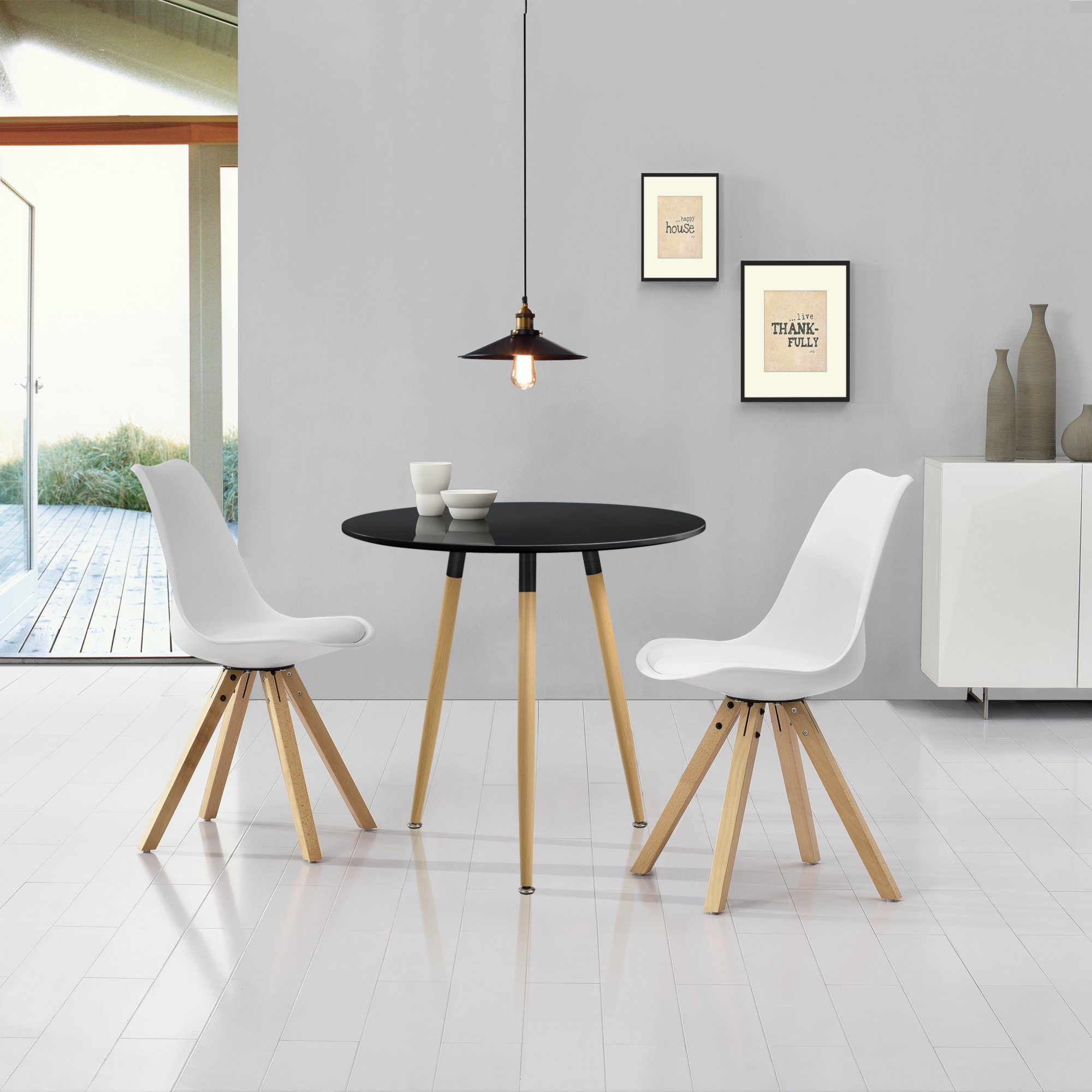 ® Esstisch mit 4 Stühlen weiß 120x60cm Küchentisch Esszimmertisch en.casa