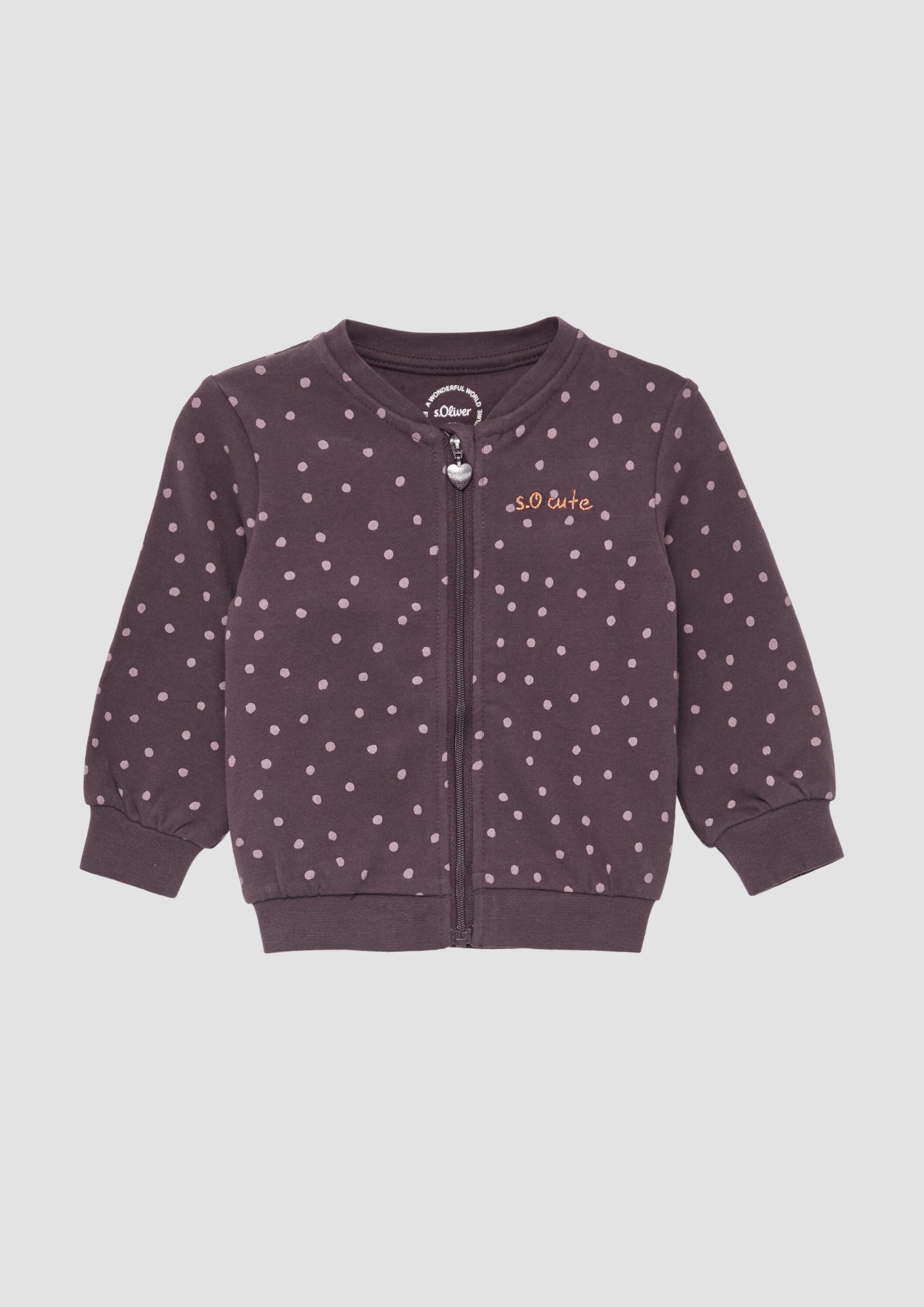 s.Oliver Sweatjacke Sweatshirt Jacke Gemusterte Sweatshirtjacke mit Rippbündchen