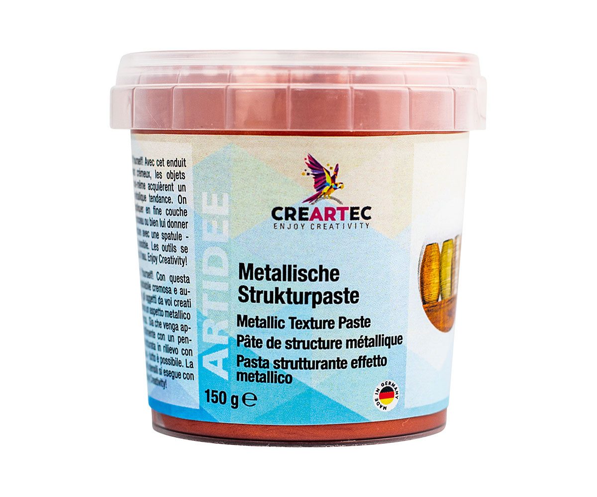 CREARTEC Strukturpaste 7823687, selbstklebende Spachtelmasse - kupfer seidenmatt - 150g -, in metallischem Look - Made in Germany