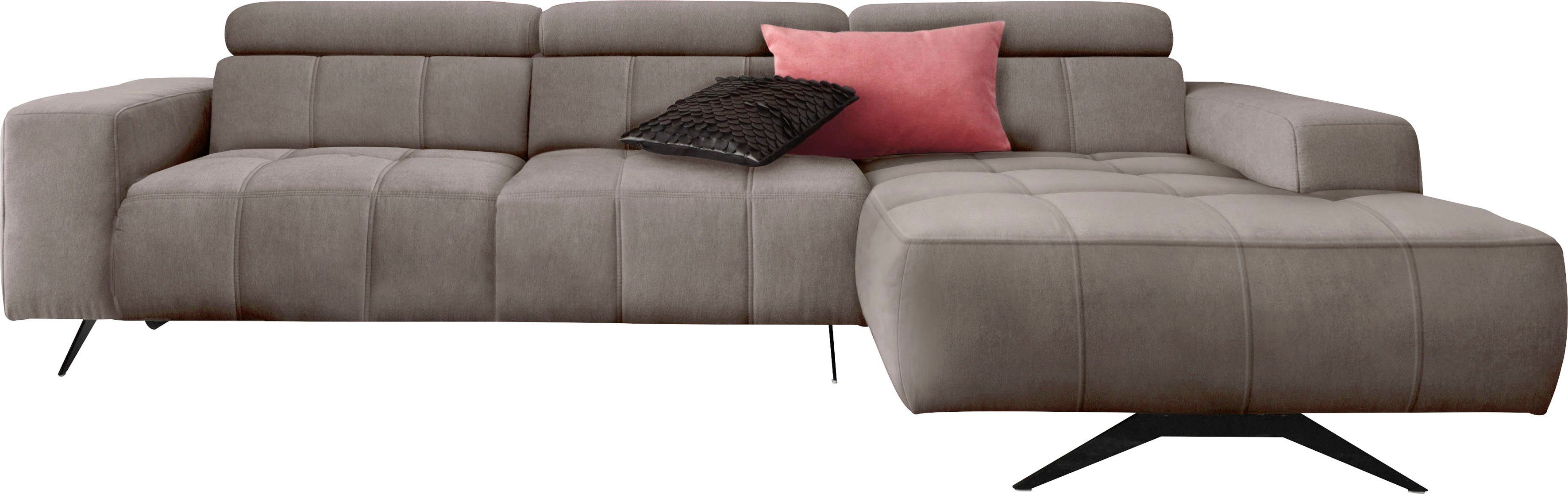 DOMO collection Ecksofa Trento L-Form, wahlweise mit Kopfteilverstellung, Recamiere links/rechts bestellbar