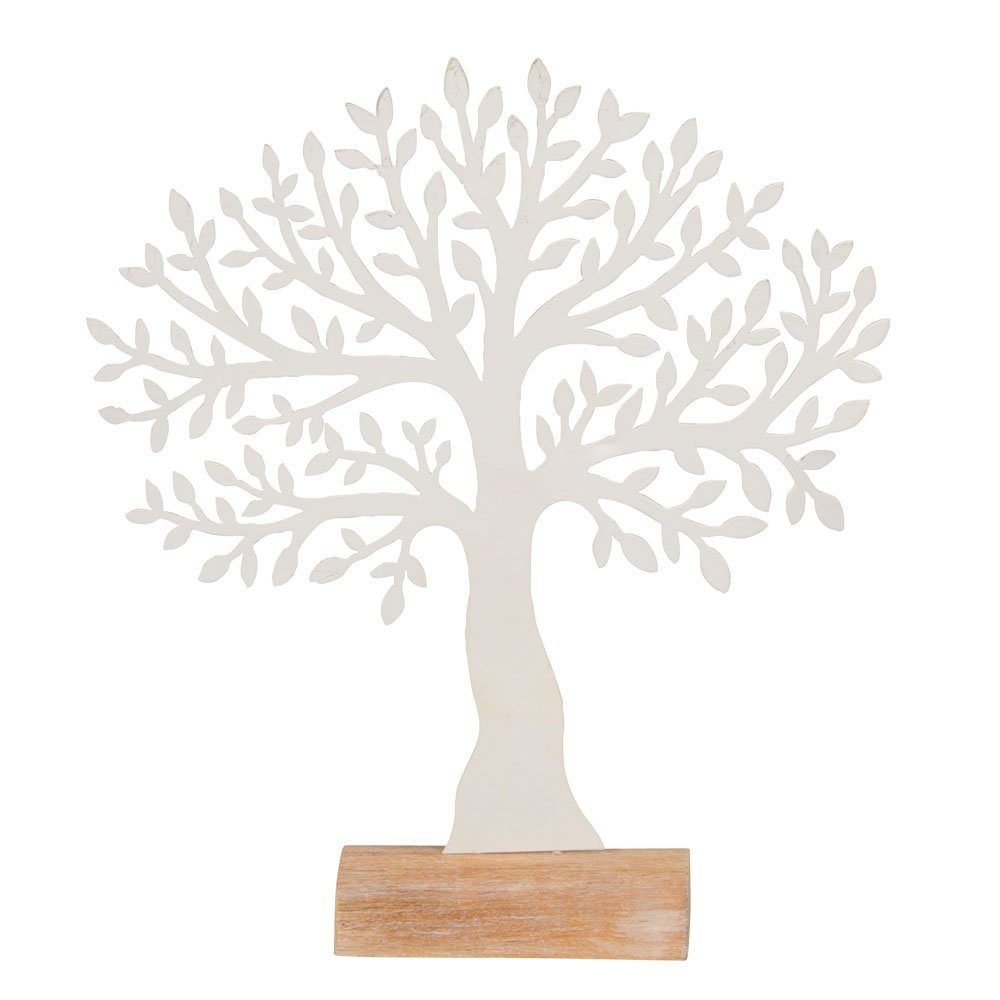 Posiwio Dekoobjekt Baum WHITE weiß aus Metall und Holz H33cm Dekobaum
