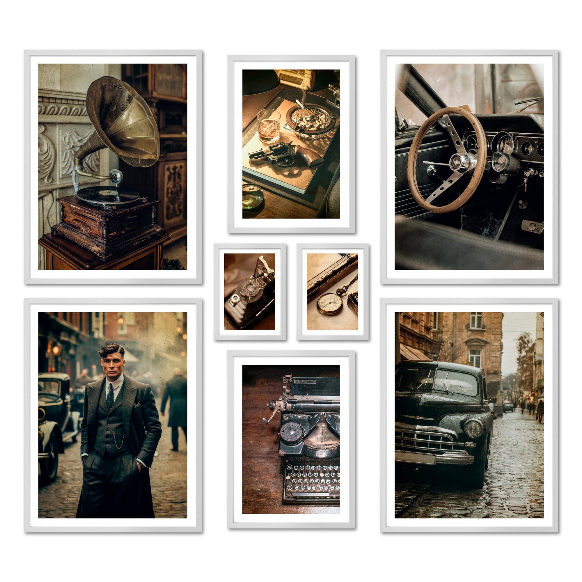 Bilder-Collage Poster Set - VINTAGE LONDON - Deko Wandbilder mid century, vintage, fi