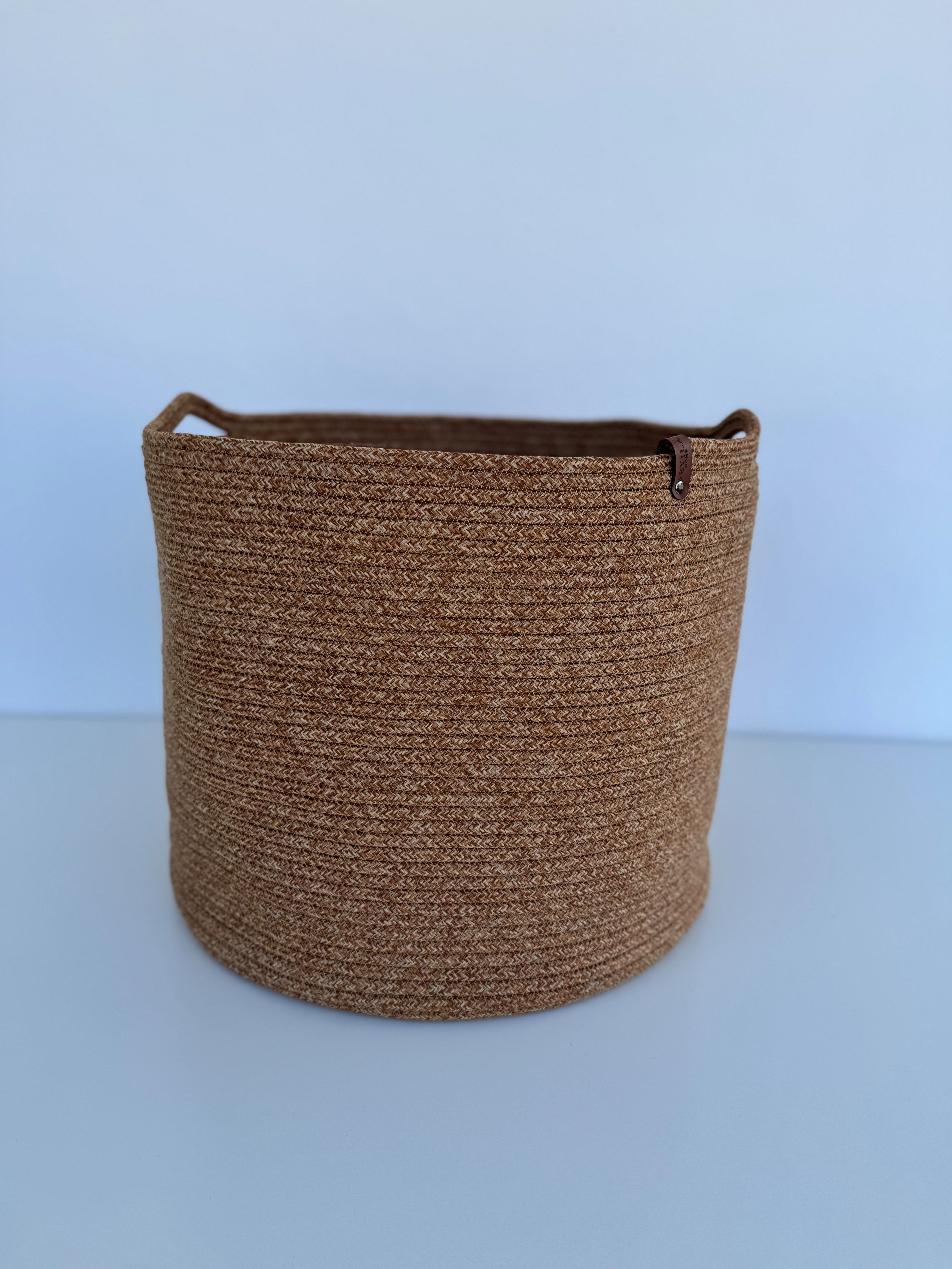 Seyila Home Aufbewahrungskorb Wäschekorb, großer Spielzeugkorb aus Baumwolle und Jute, handmade