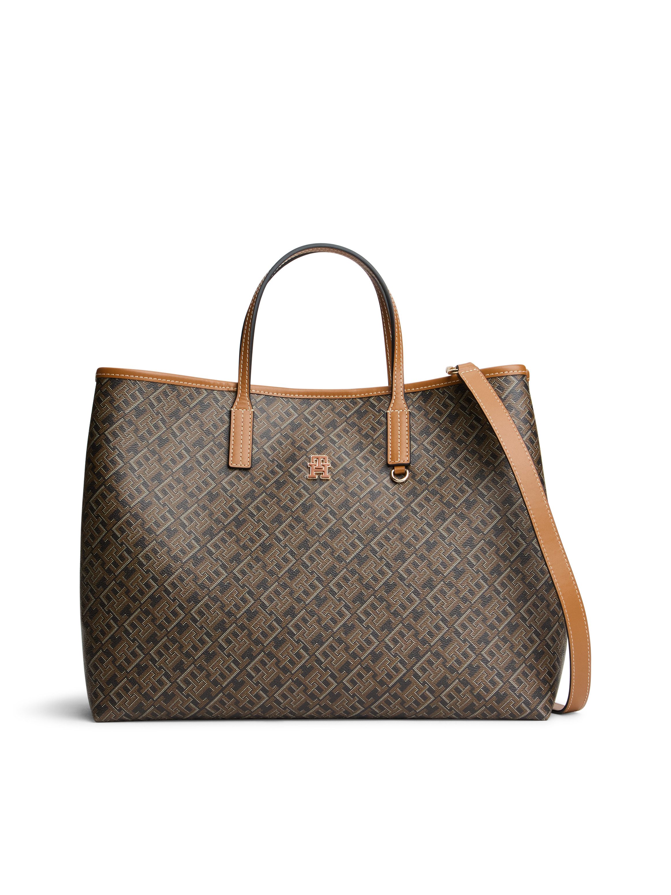 Tommy Hilfiger Handtasche TH MONOPLAY SATCHEL, Damen Umhängetasche, Schultertasche mit Allover-TH-Logoprint
