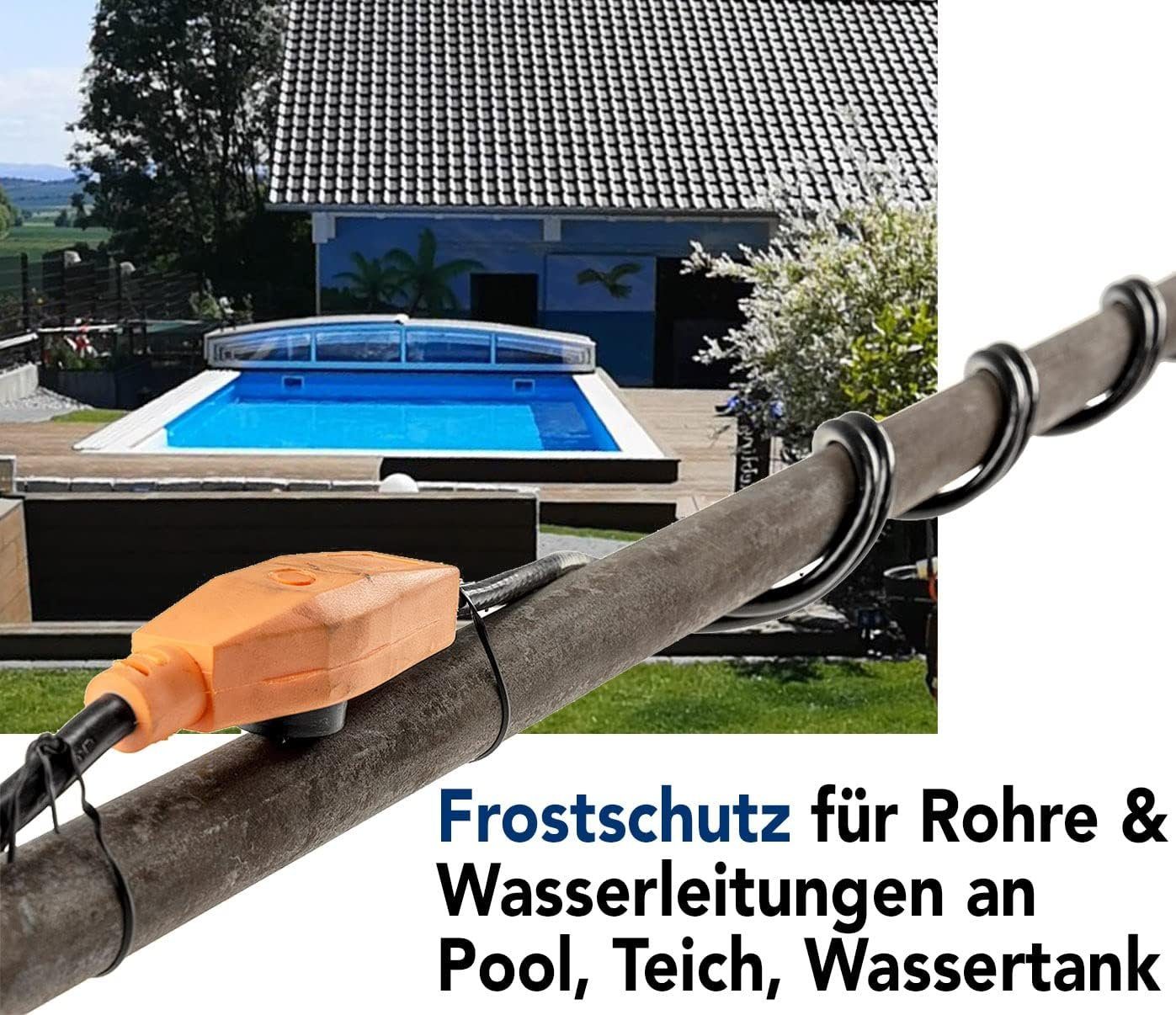 ChiliTec mit für Temperaturfühler, Heizkabel 12m 192Watt, Frostschutz Gartensteckdose ChiliTec