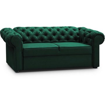 Beautysofa Polstergarnitur Chester, (Sessel + 2-Sitzer Sofa + 3-Sitzer Sofa mit Steppung), Couchgarnitur im Chesterfield Stil inkl. Wellenunterfederung