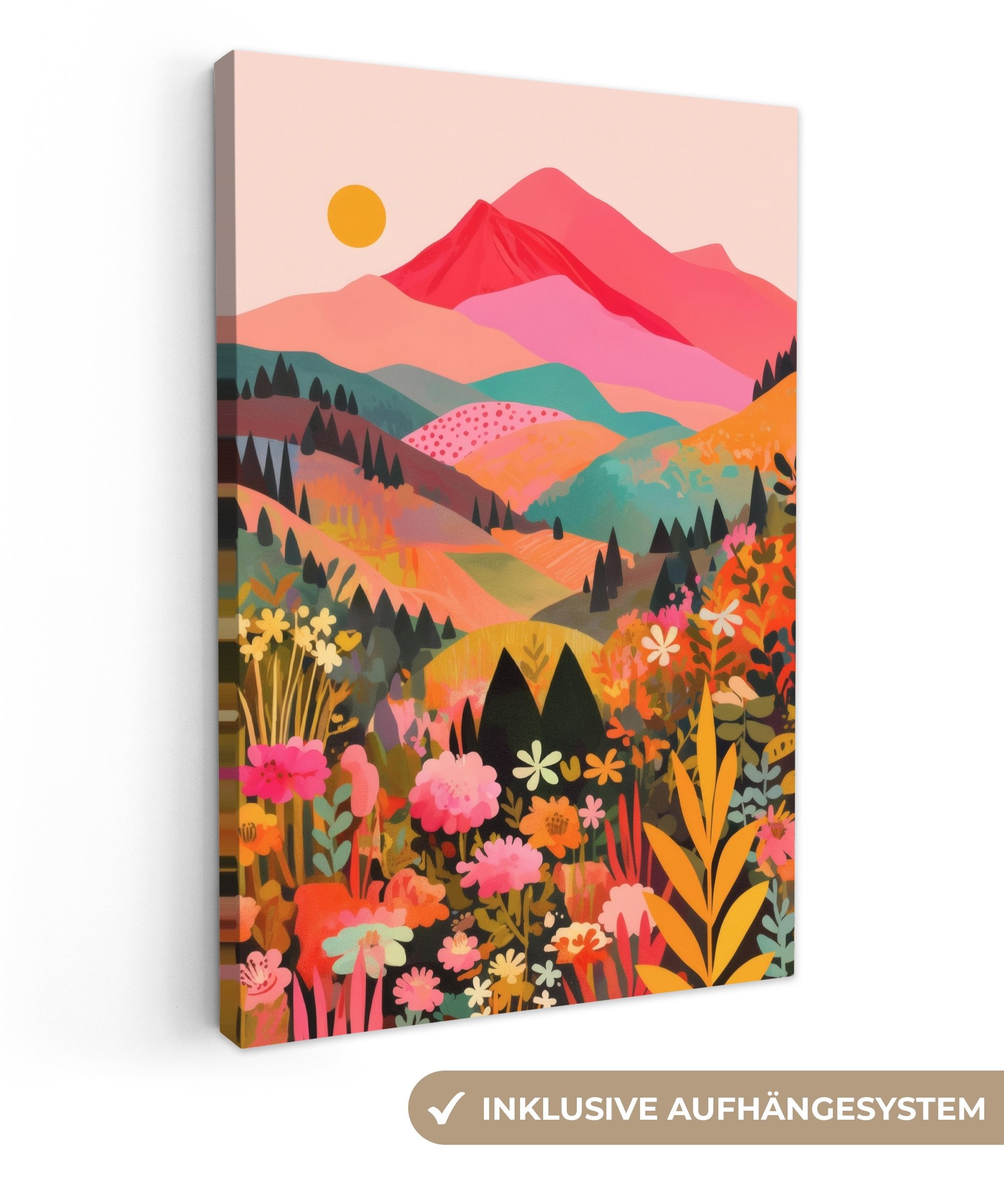 OneMillionCanvasses® Leinwandbild Sonnenuntergang - Bergtal - günstig online kaufen