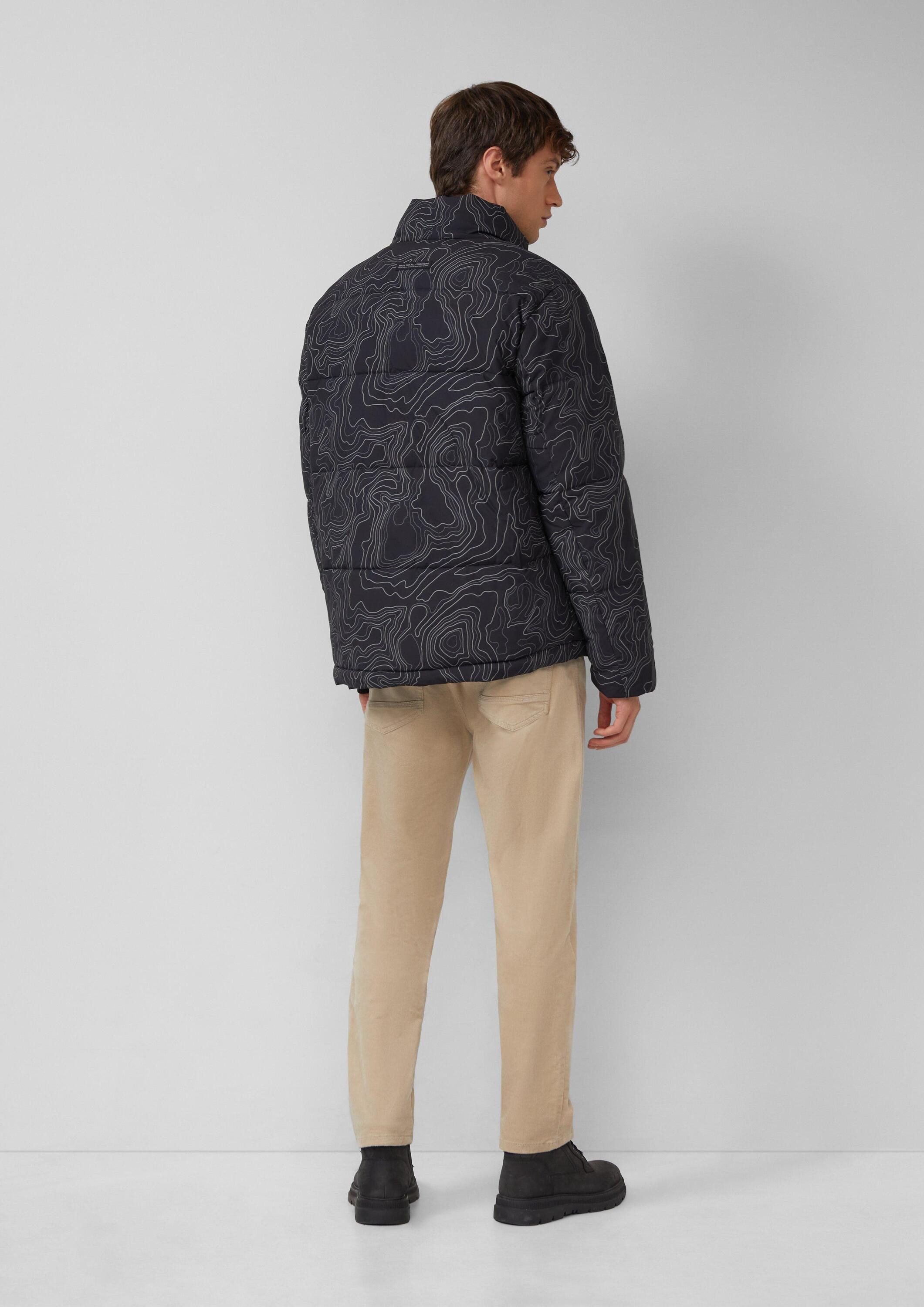 s.Oliver Funktionsjacke Outdoor-Jacke Pufferjacke mit All-over-Print und Cord-Innenkragen