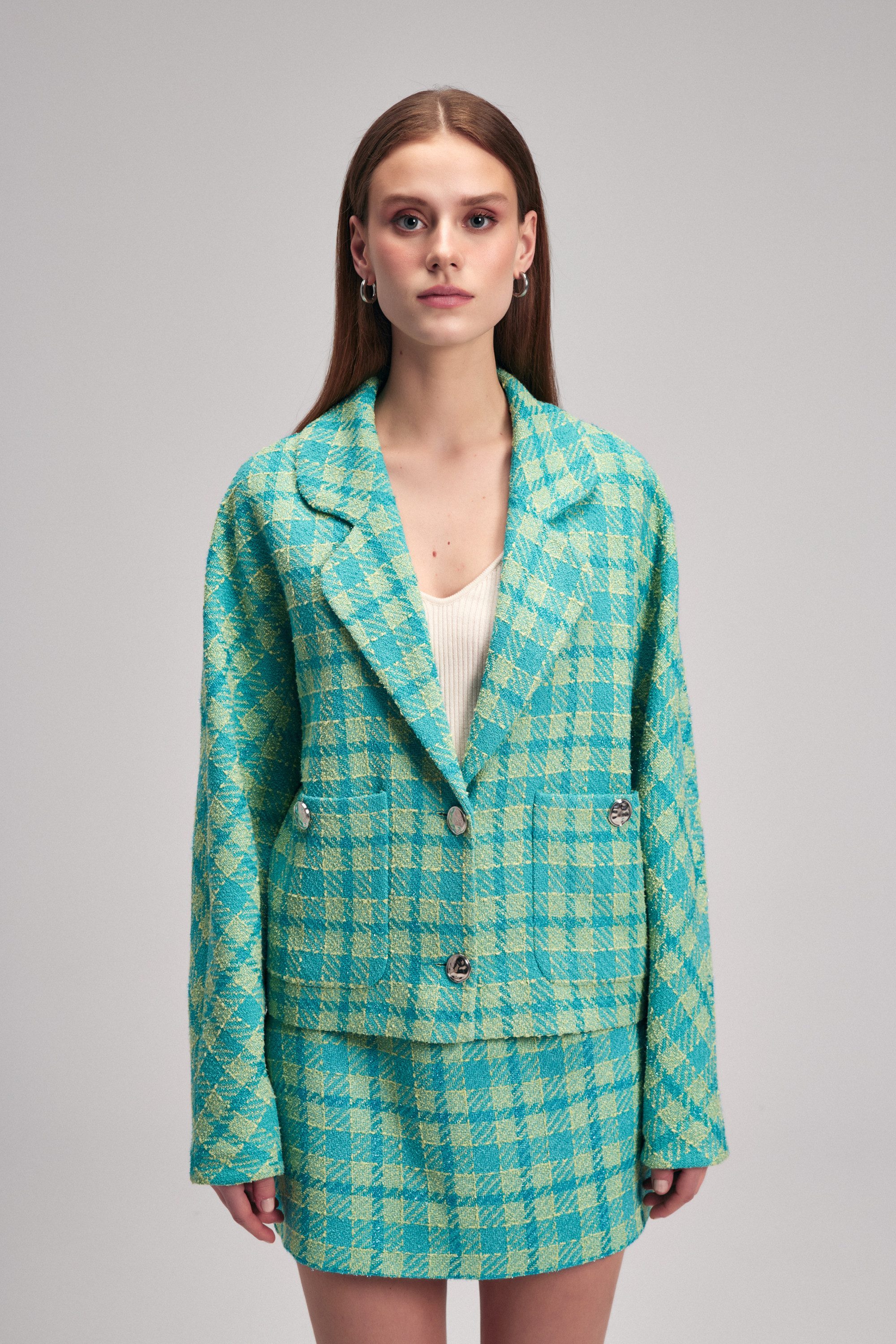 adL Kurzblazer Karierte taillierte Jacke