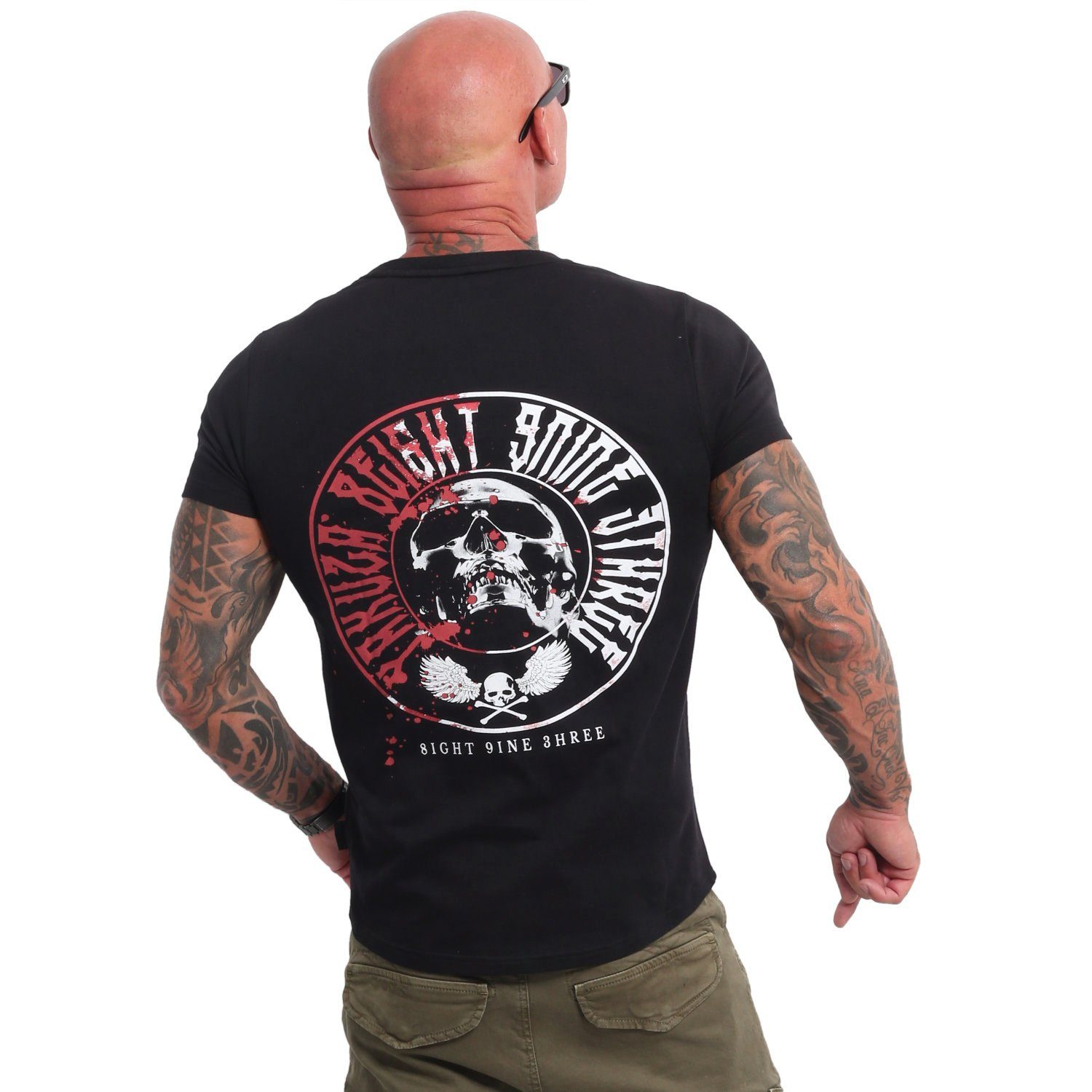 YAKUZA T-Shirt Galvanic Circle mit verlängertem, abgerundetem Saum