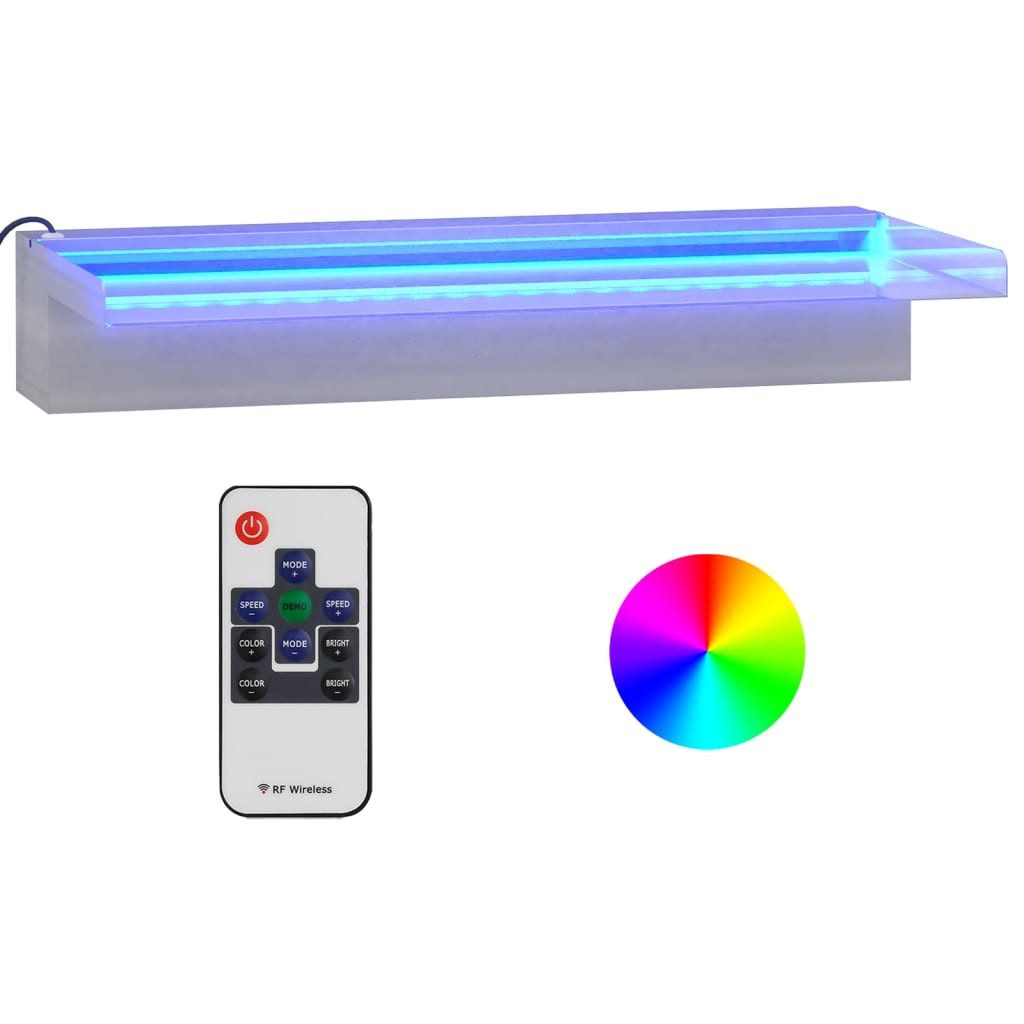 vidaXL Gartenbrunnen 45 x 21 x 8 cm Wasserfall-Element mit RGB LEDs Edelstahl 45 cm