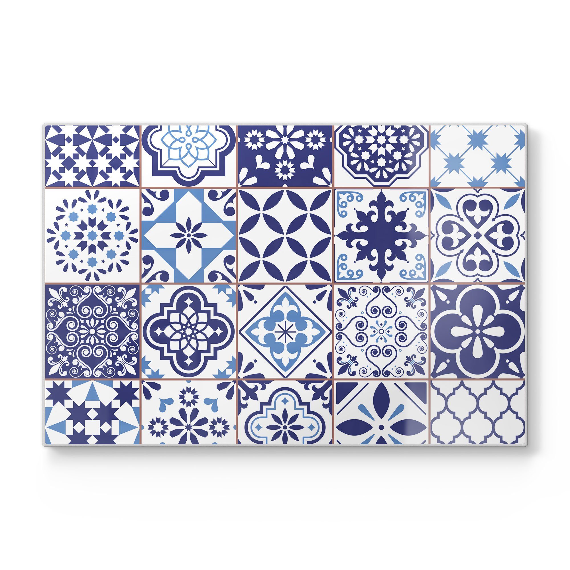 DEQORI Schneidebrett 'Azulejo Wandkacheln', Glas, Platte Frühstücksbrett Schneideplatte