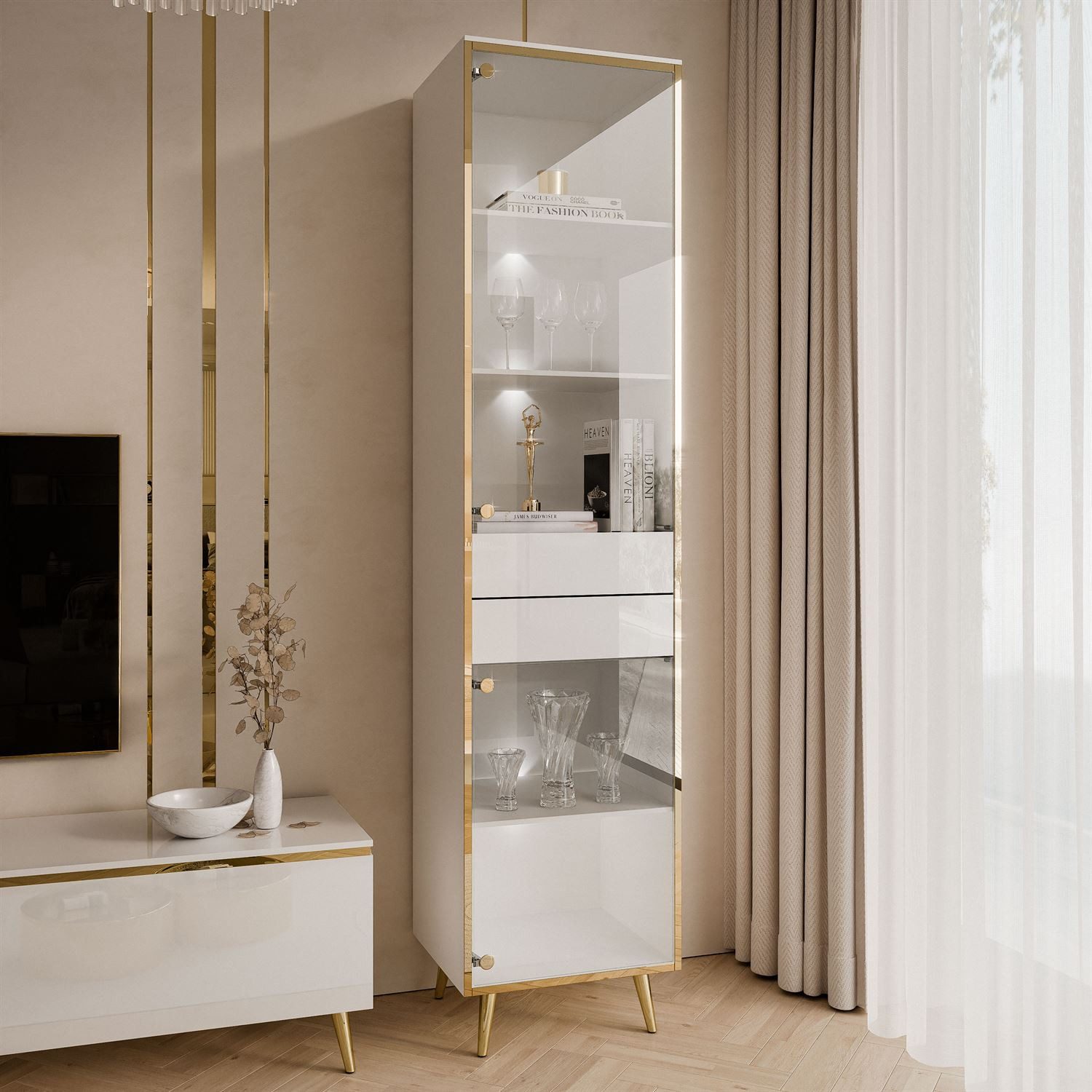 Lookway Glasvitrine AURORA mit LED-Beleuchtung Breite: 45 cm günstig online kaufen