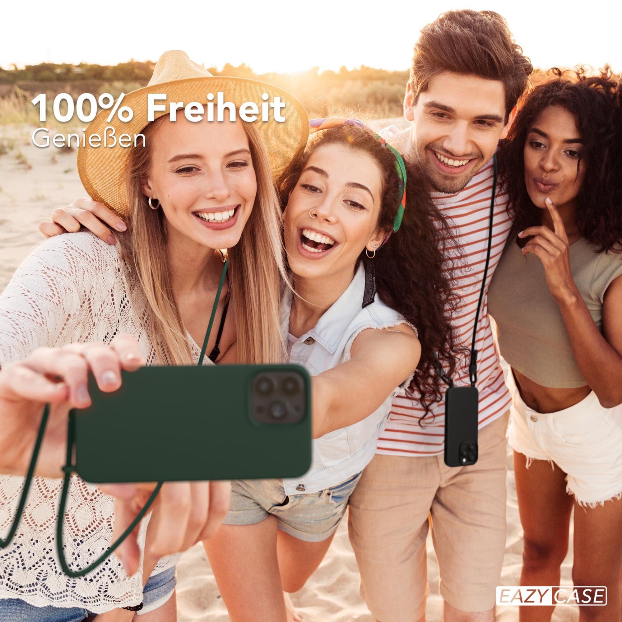 EAZY CASE Handykette Runde Kette für Apple iPhone 13 Pro Max 6,7 Zoll, Handykette zum Umhängen Slim Phone Chain Festivalbag Smartphone Grün