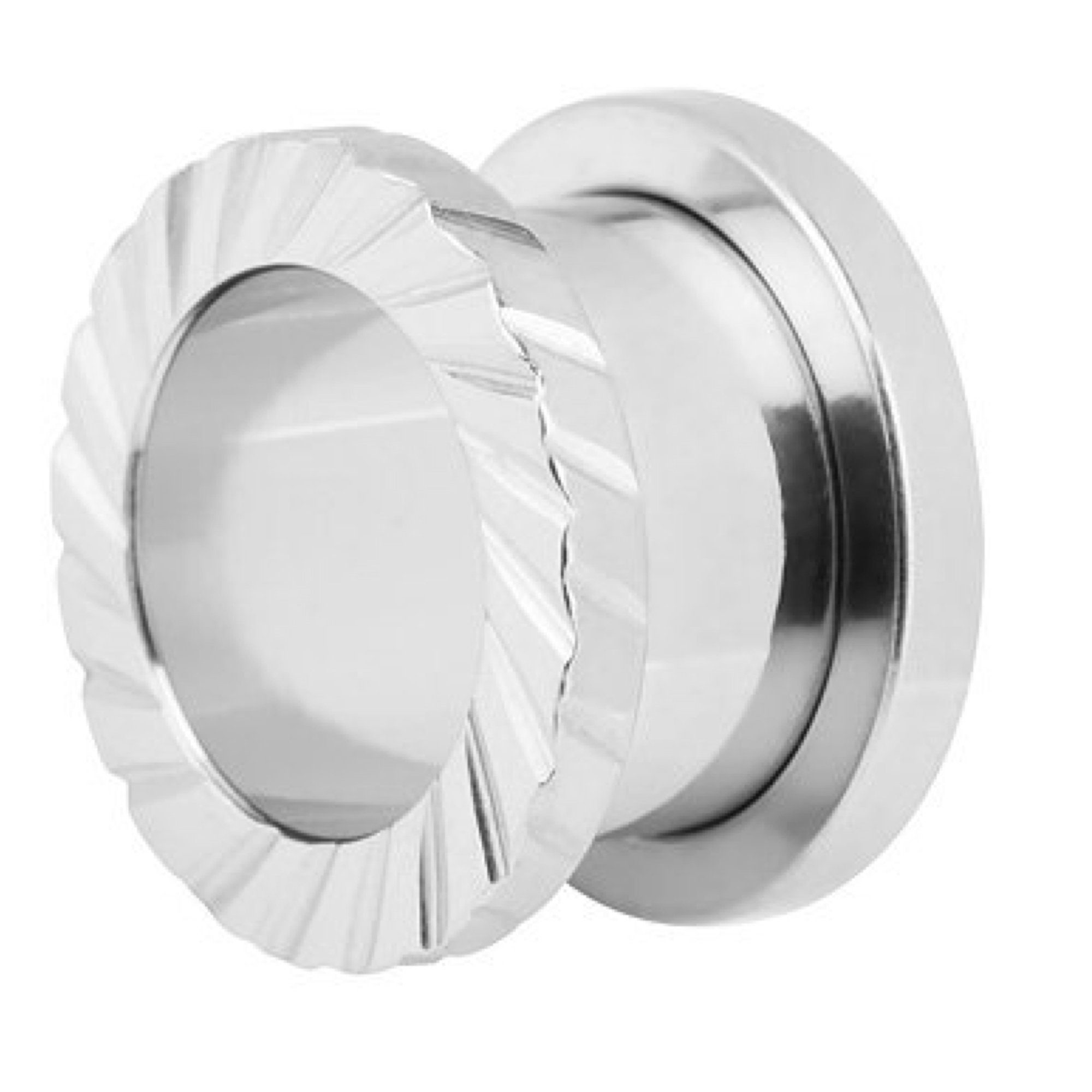 Taffstyle Plug »Flesh Tunnel Piercing Silber mit Rillen Kerben«, Flesh