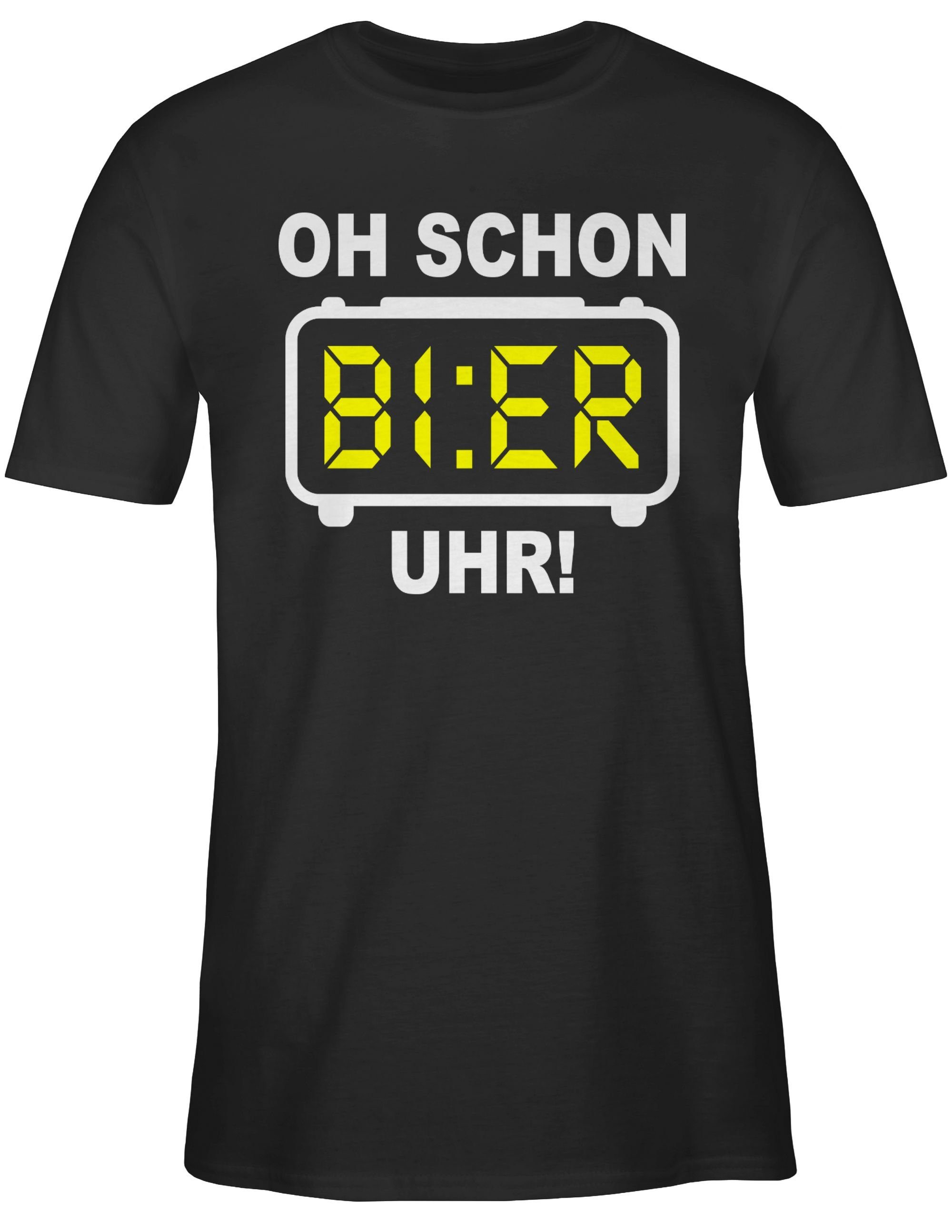 Shirtracer T-Shirt Oh schon Weiß Uhr! 01 Alkohol Bier Herren Party Schwarz &