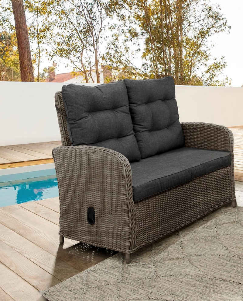 Destiny Loungesofa MERANO II, Polyrattan, Rückenlehne stufenlos verstellbar, inkl. Auflagen