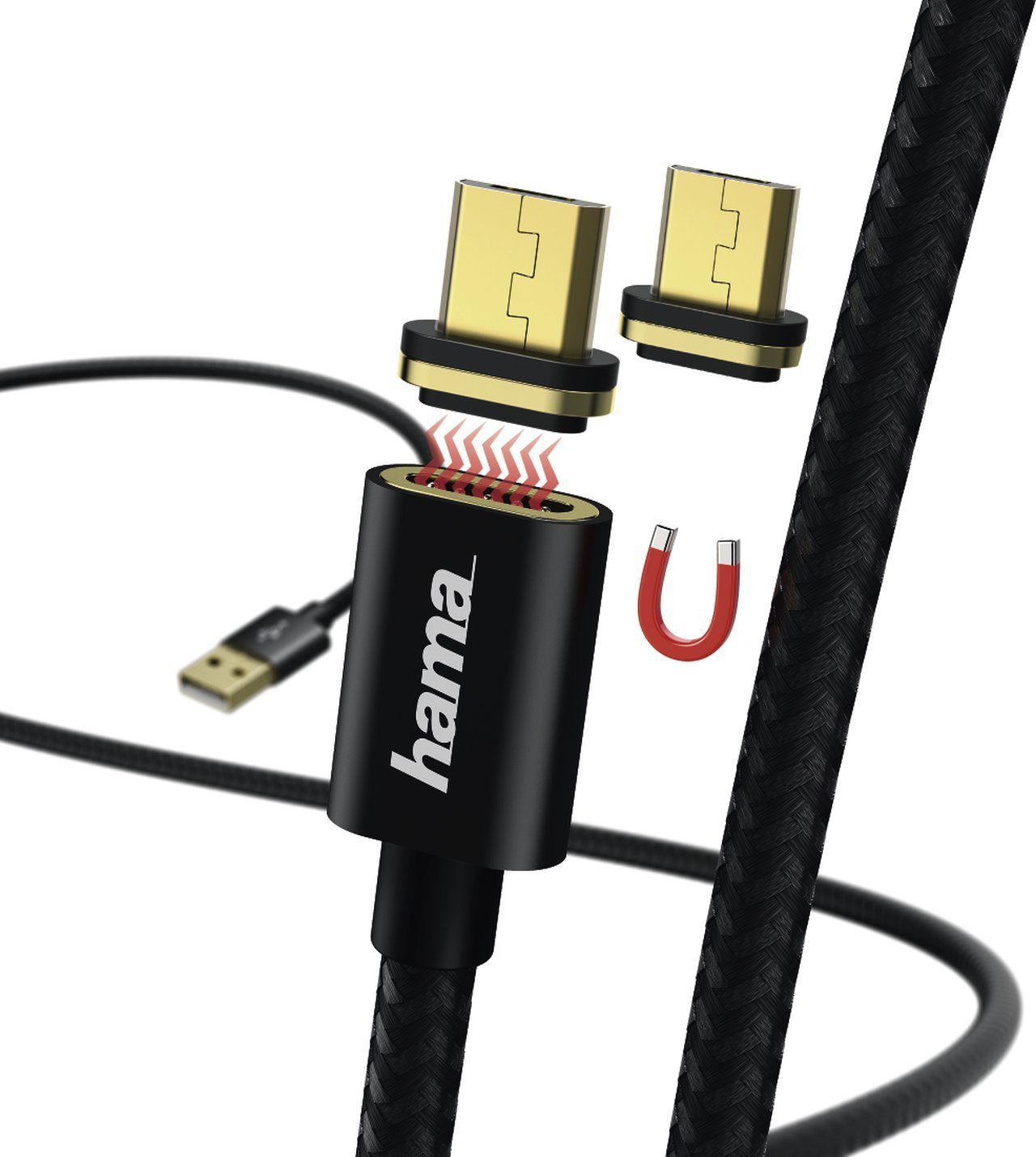 USB Hama Magnetic 178373 Objektivzubehör Micro Lade-Datenkabel 1m