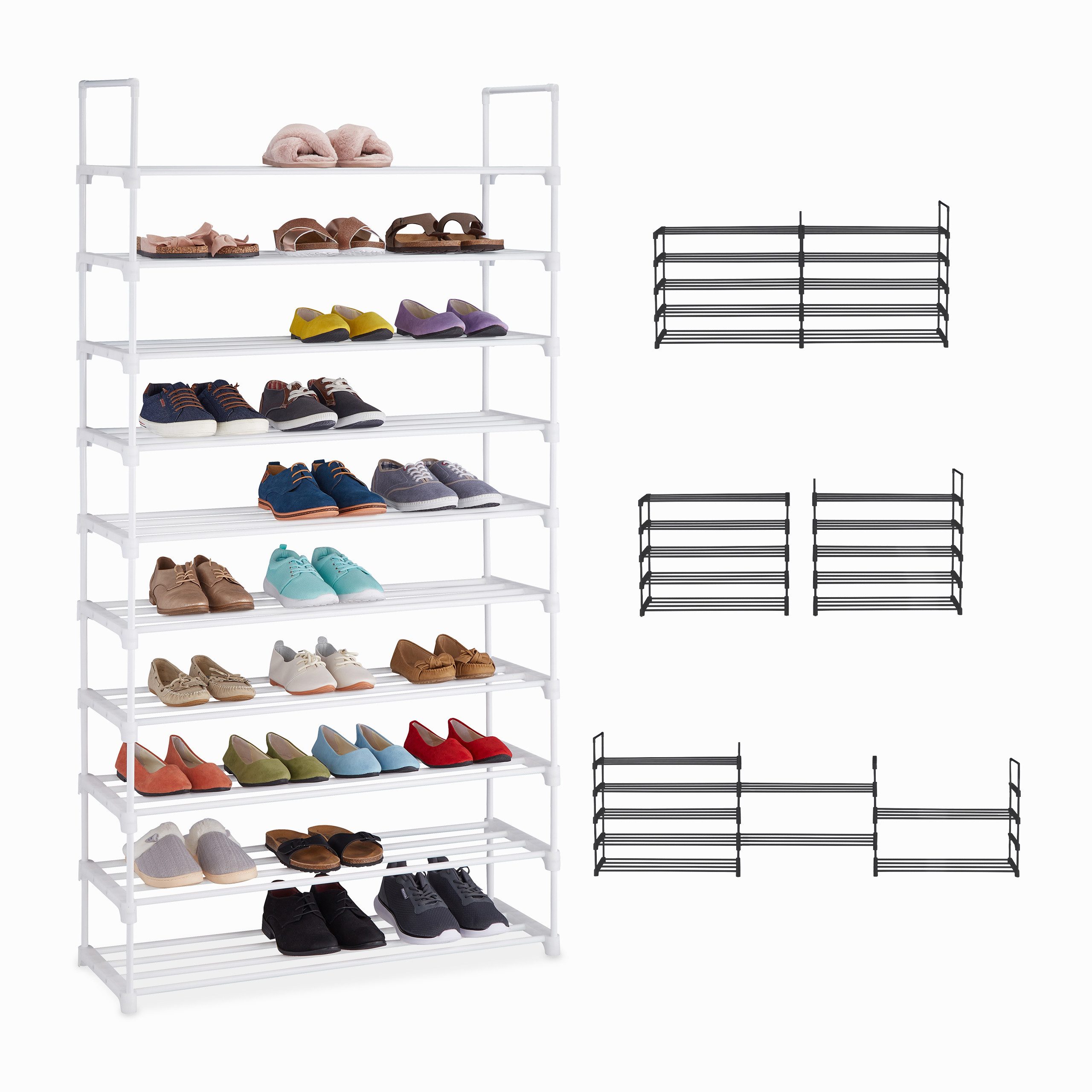 relaxdays Schuhregal XXL Schuhregal erweiterbar, Weiß günstig online kaufen
