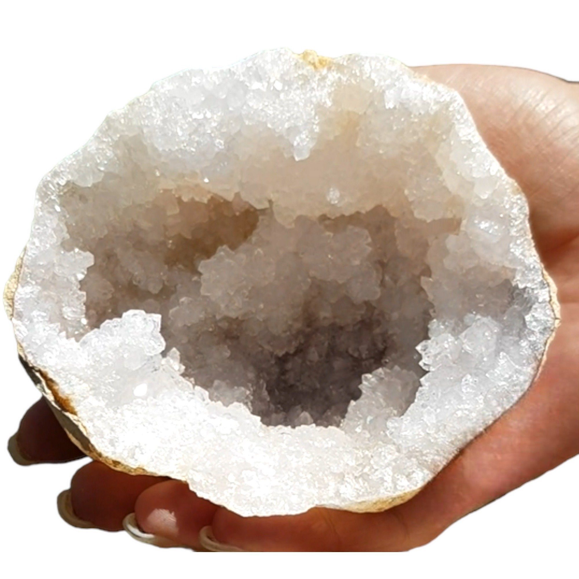 Steinfixx® Mineralstein Exclusive mächtige Kristallgeode zum selber aufbrechen, Partyspass, (44 Millionen Jahre alt Marokko, Kristalldruse geschlossen zum aufbrechen, weiße Kristalle im inneren), grosse Knackgeode von 6-20 cm Durchmesser, Glücksdruse, break your own